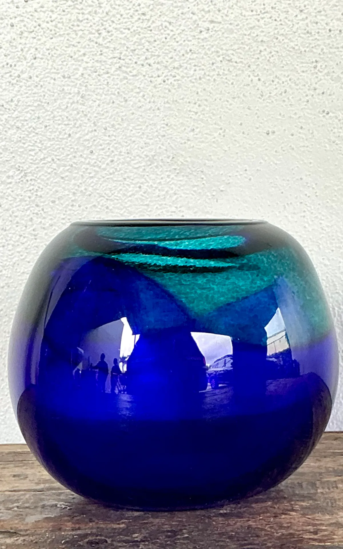 Vintage Blue and Green Glass Sphere Vase — additional photo 4