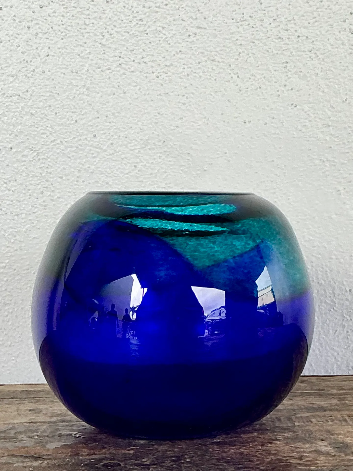 Vintage Blue and Green Glass Sphere Vase — additional photo 5