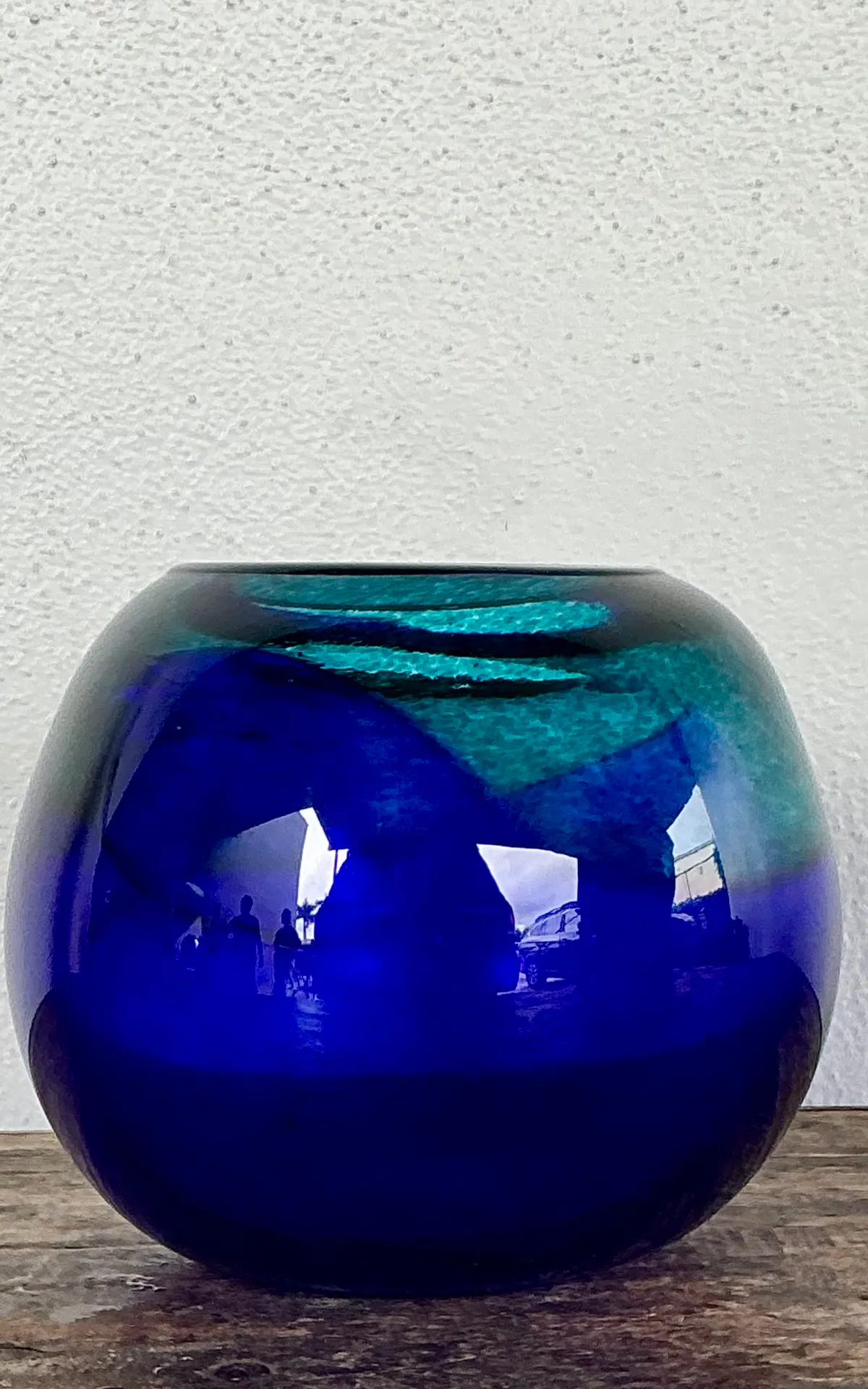 Vintage Blue and Green Glass Sphere Vase — additional photo 5