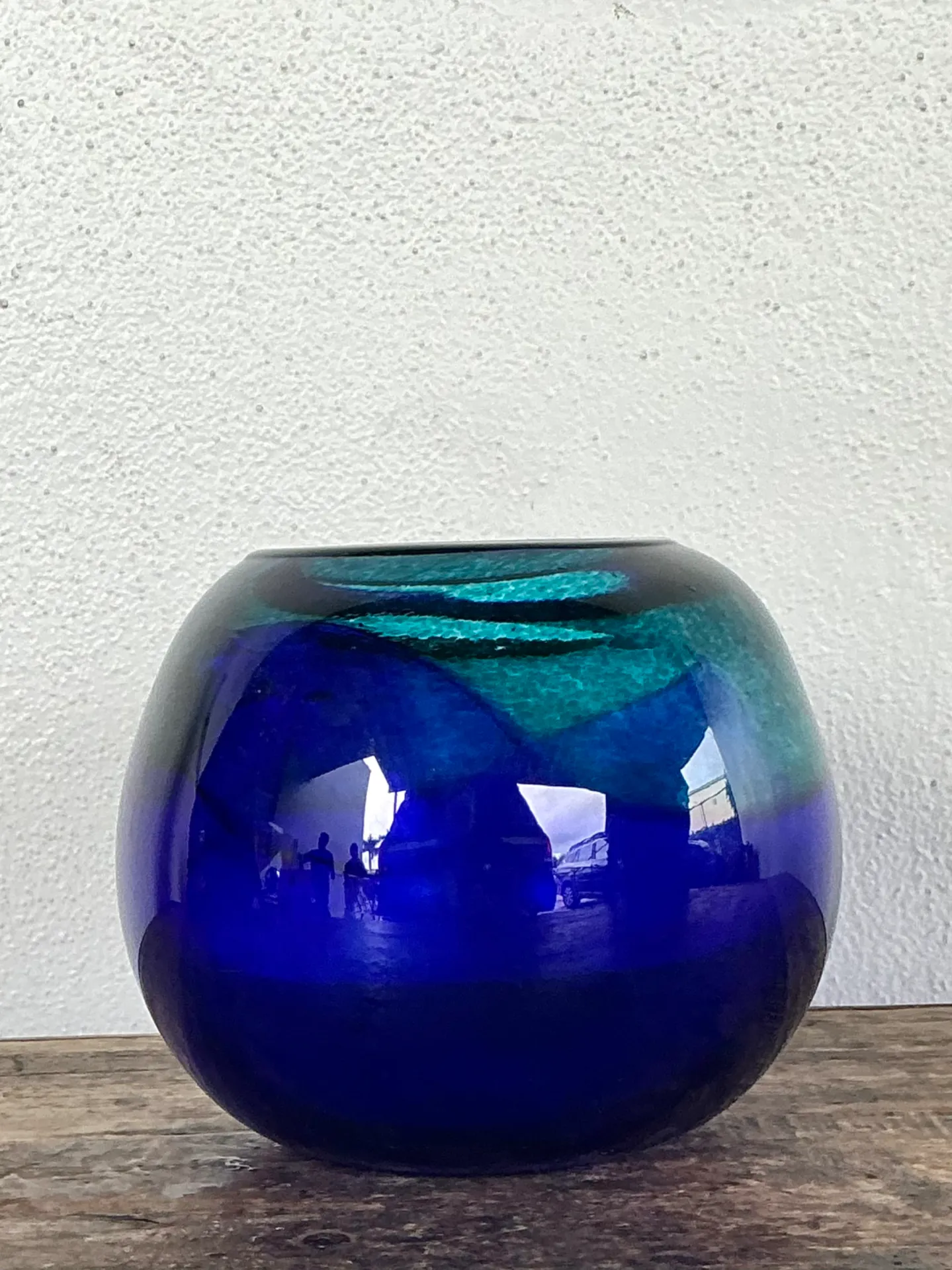 Vintage Blue and Green Glass Sphere Vase — additional photo 7