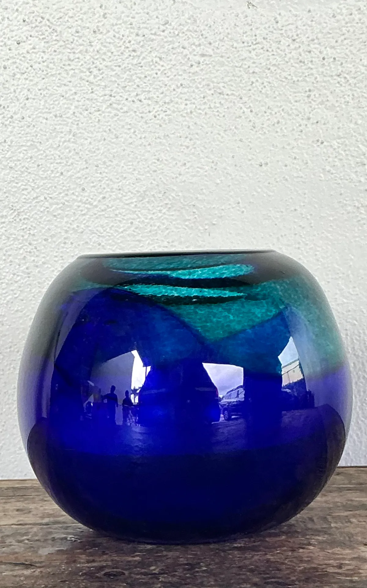 Vintage Blue and Green Glass Sphere Vase — additional photo 7