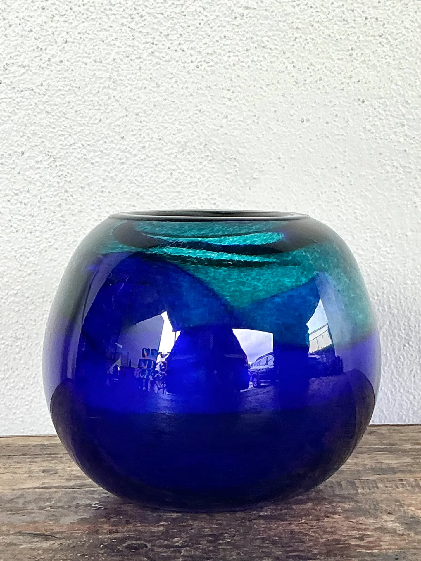 Vintage Blue and Green Glass Sphere Vase — additional photo 3
