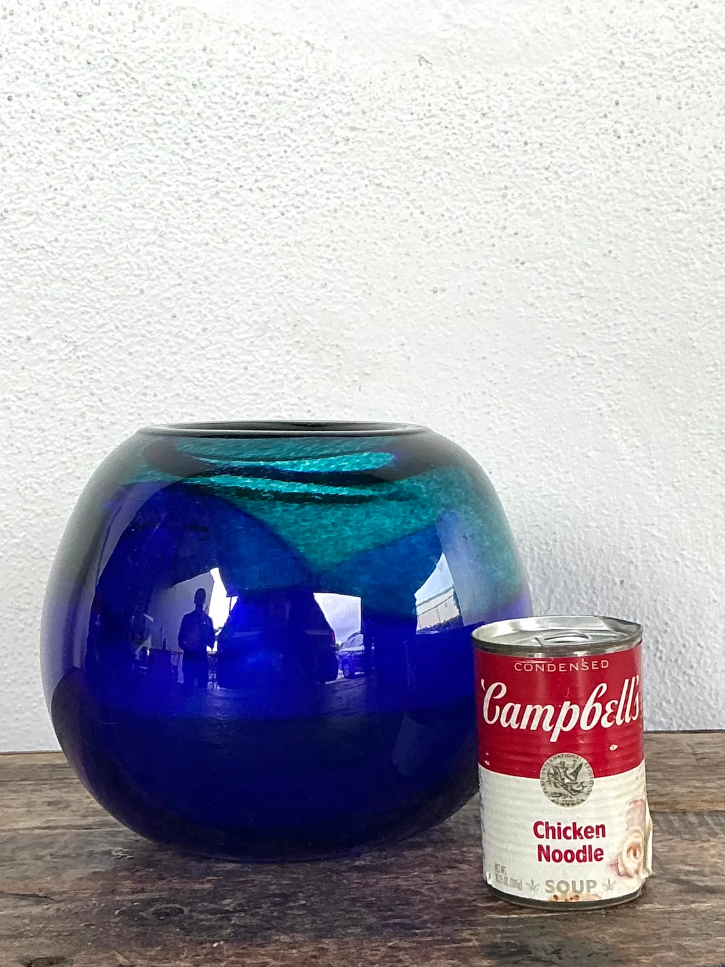 Vintage Blue and Green Glass Sphere Vase — additional photo 2