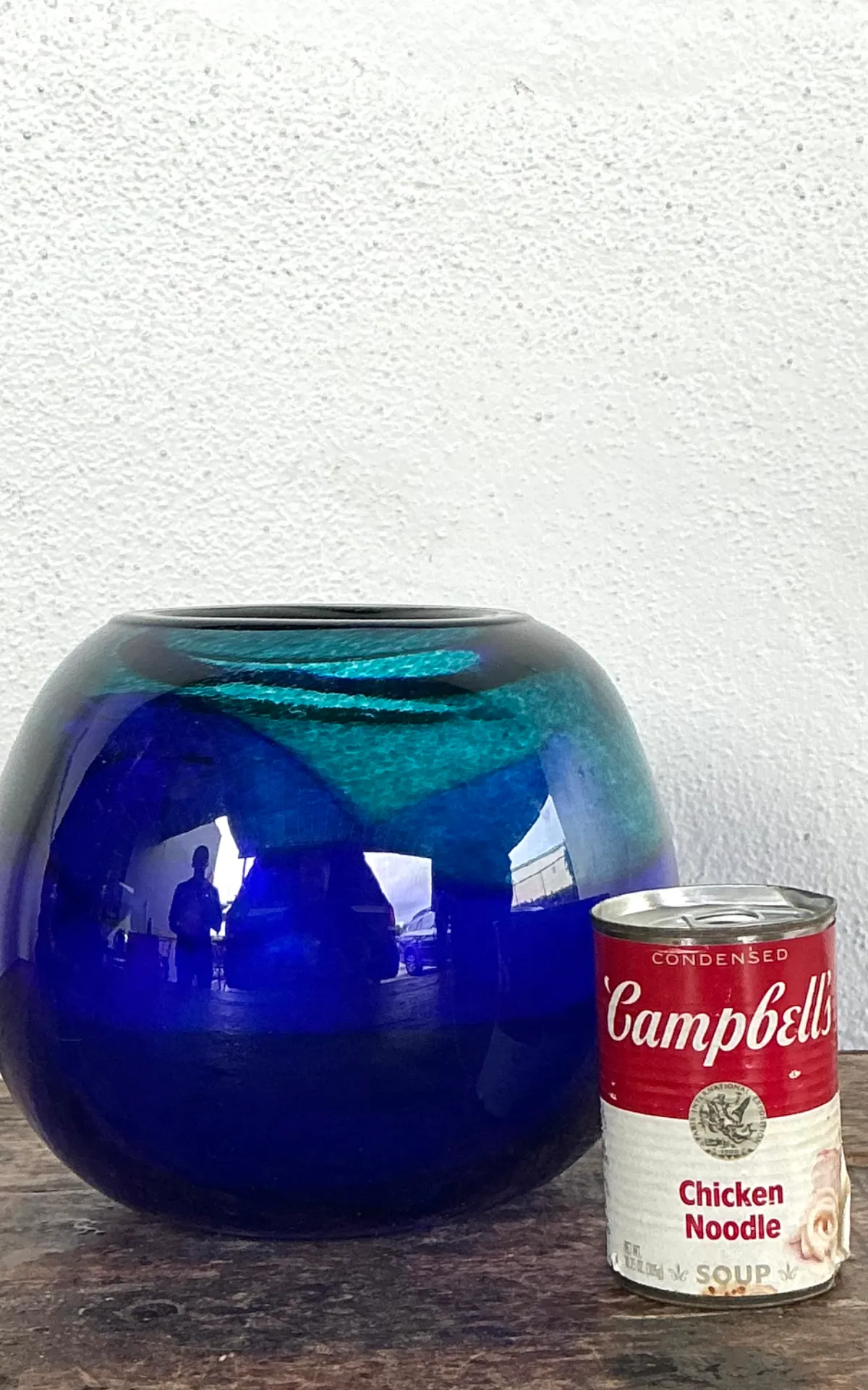 Vintage Blue and Green Glass Sphere Vase — additional photo 2