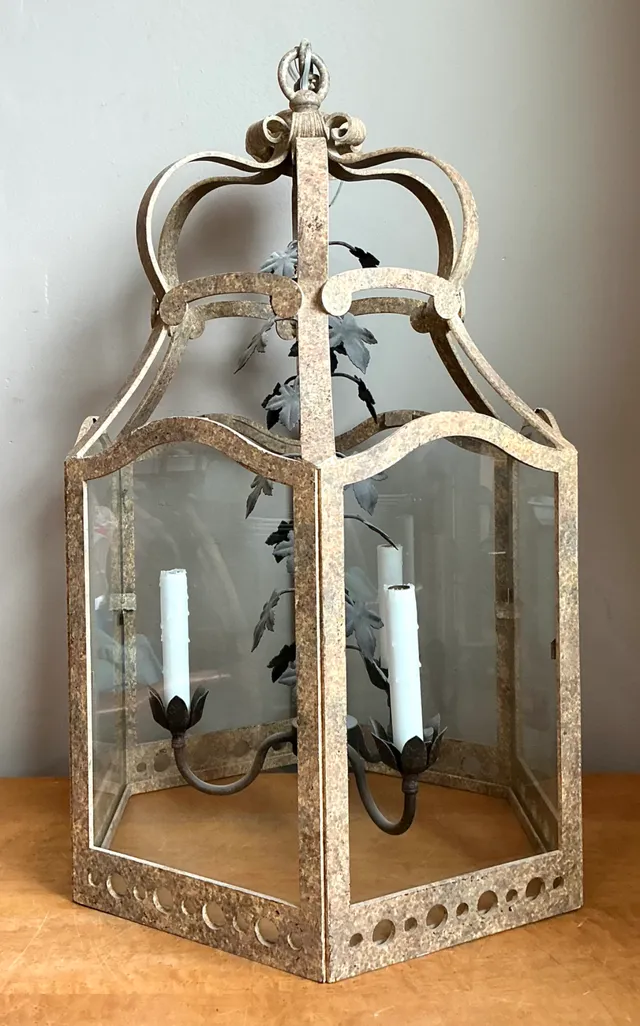 Vintage Iron and Glass Ivy Lantern — additional photo 7