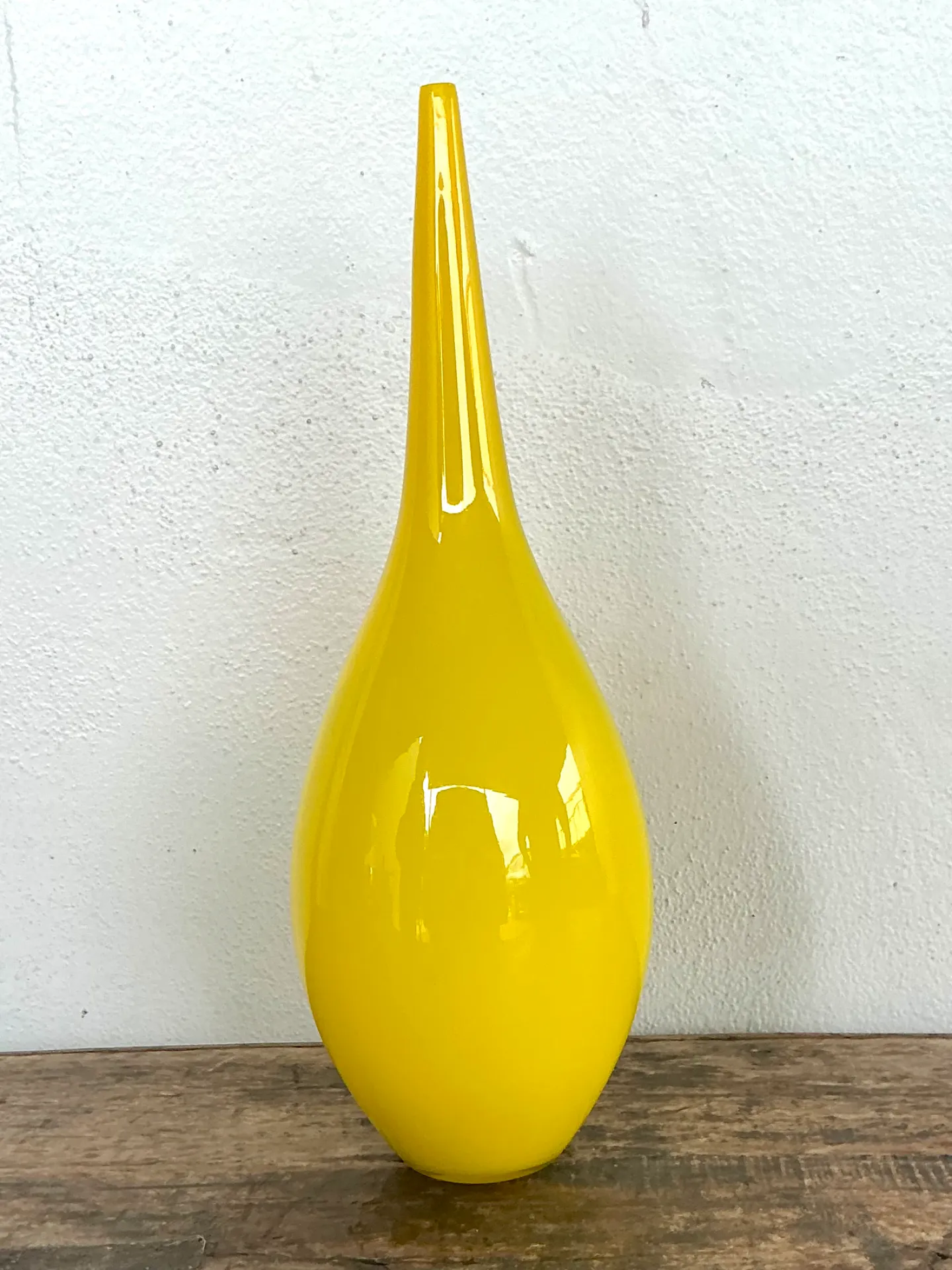 Vintage Yellow Glass Teardrop Vase — additional photo 4