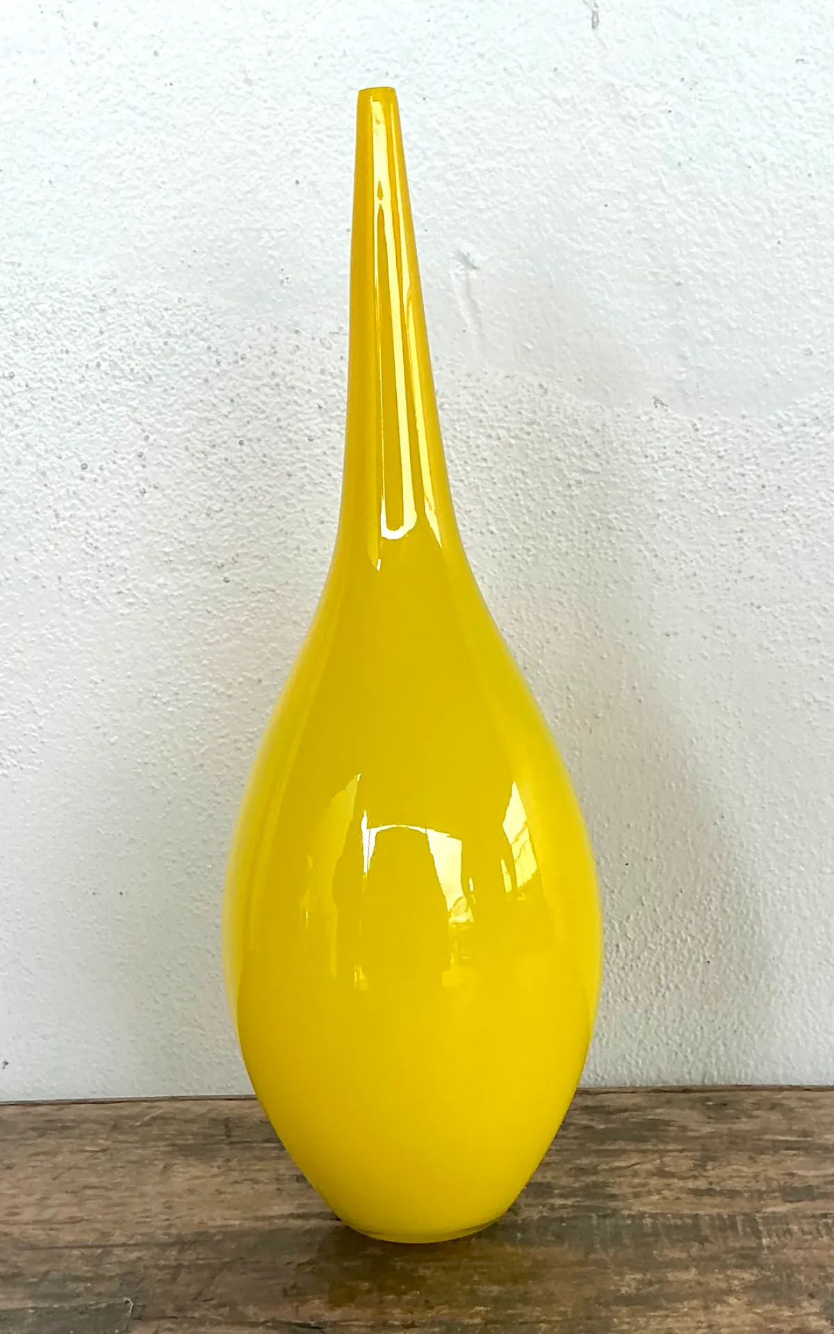 Vintage Yellow Glass Teardrop Vase — additional photo 4