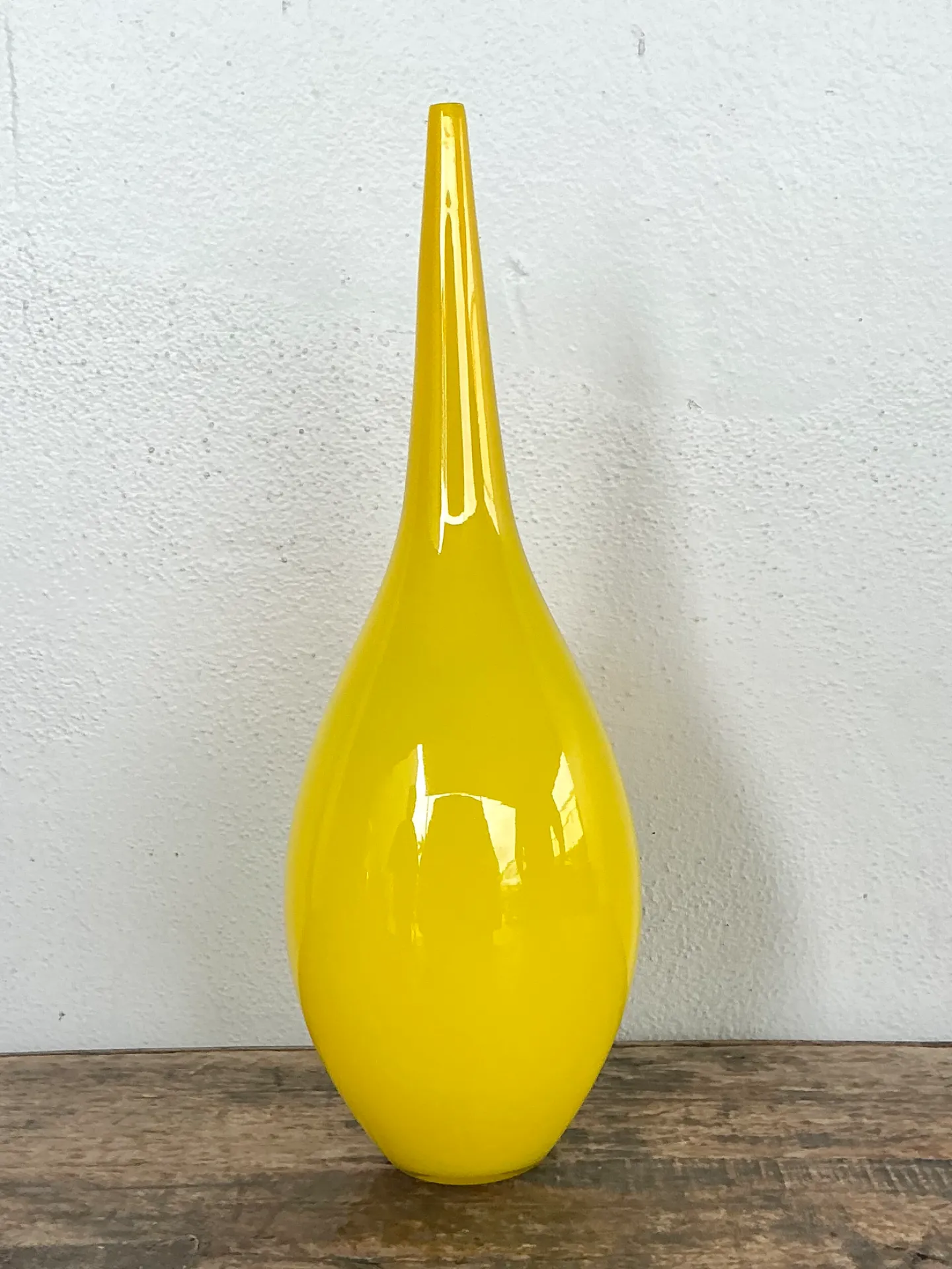 Vintage Yellow Glass Teardrop Vase — additional photo 5