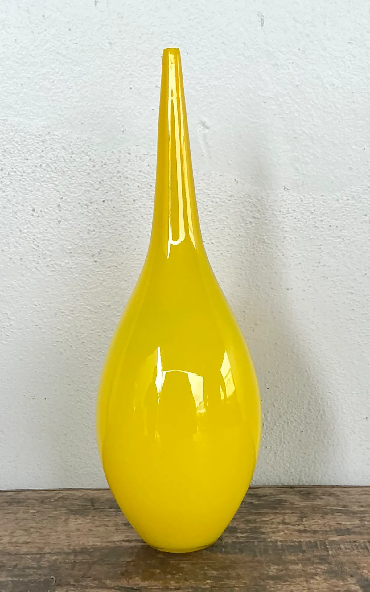 Vintage Yellow Glass Teardrop Vase — additional photo 5