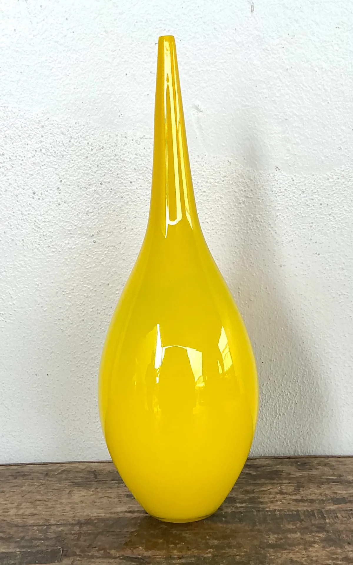 Vintage Yellow Glass Teardrop Vase — additional photo 2