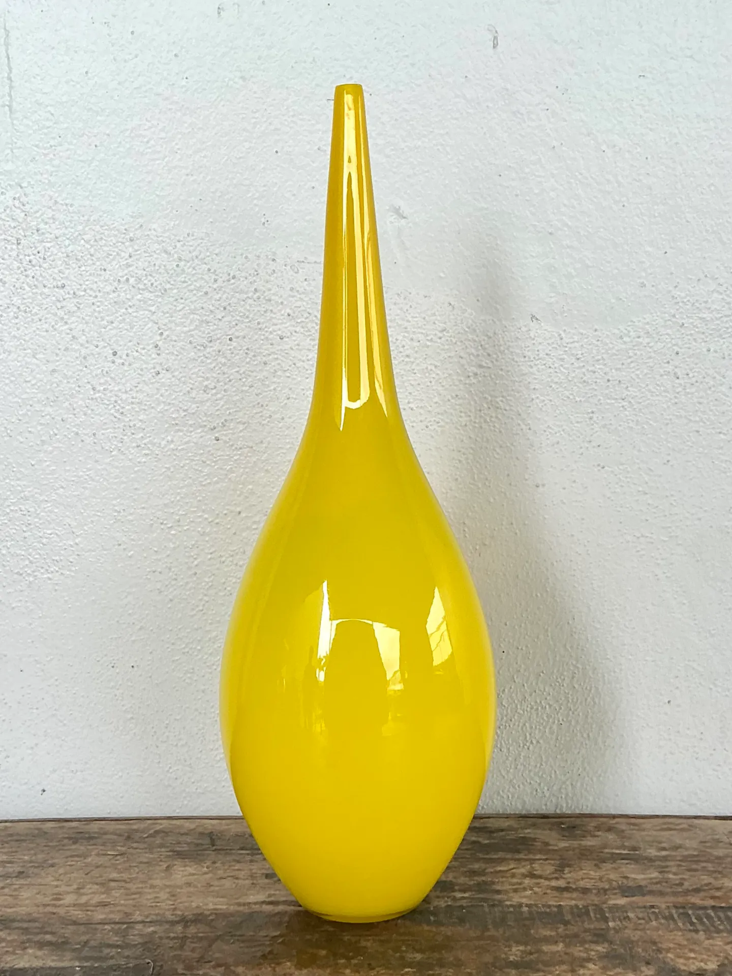 Vintage Yellow Glass Teardrop Vase — additional photo 1