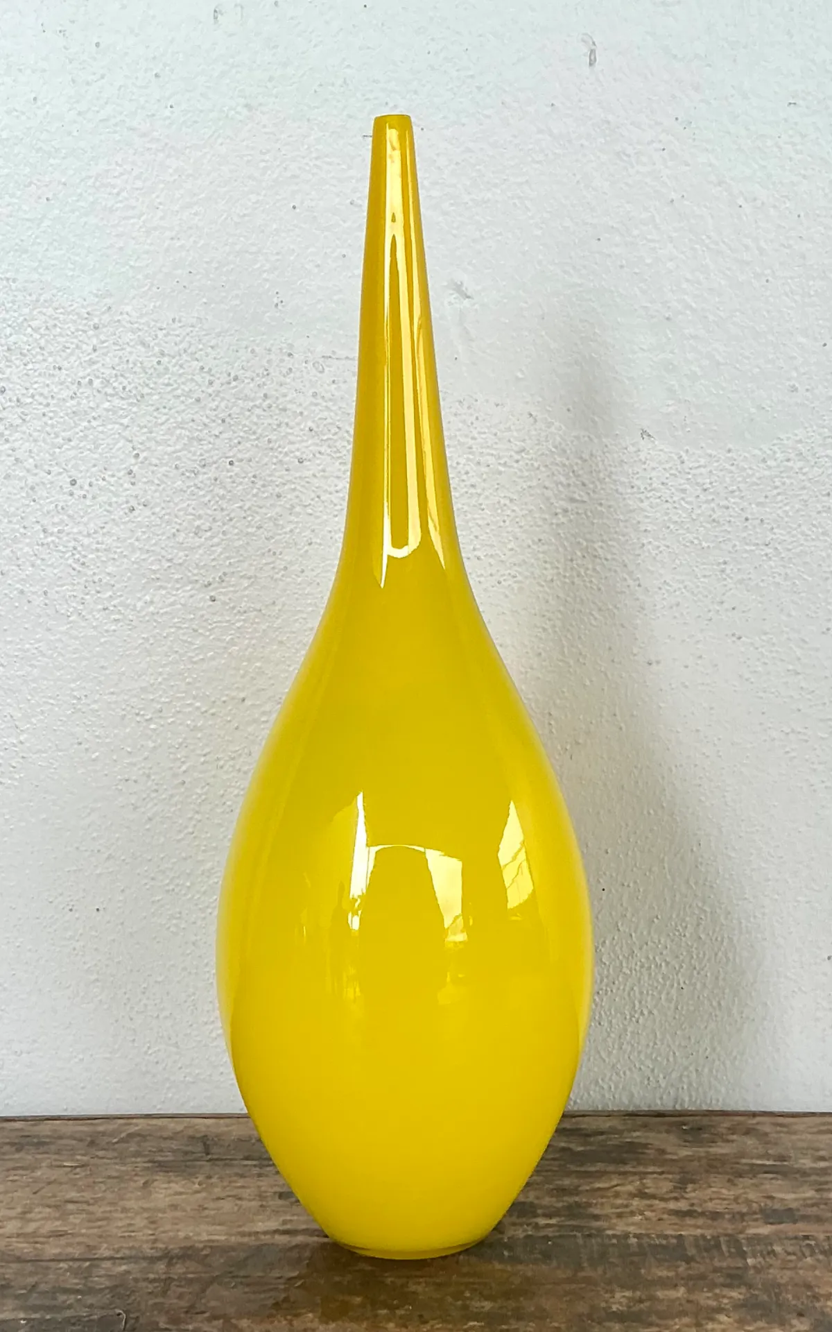 Vintage Yellow Glass Teardrop Vase — additional photo 1