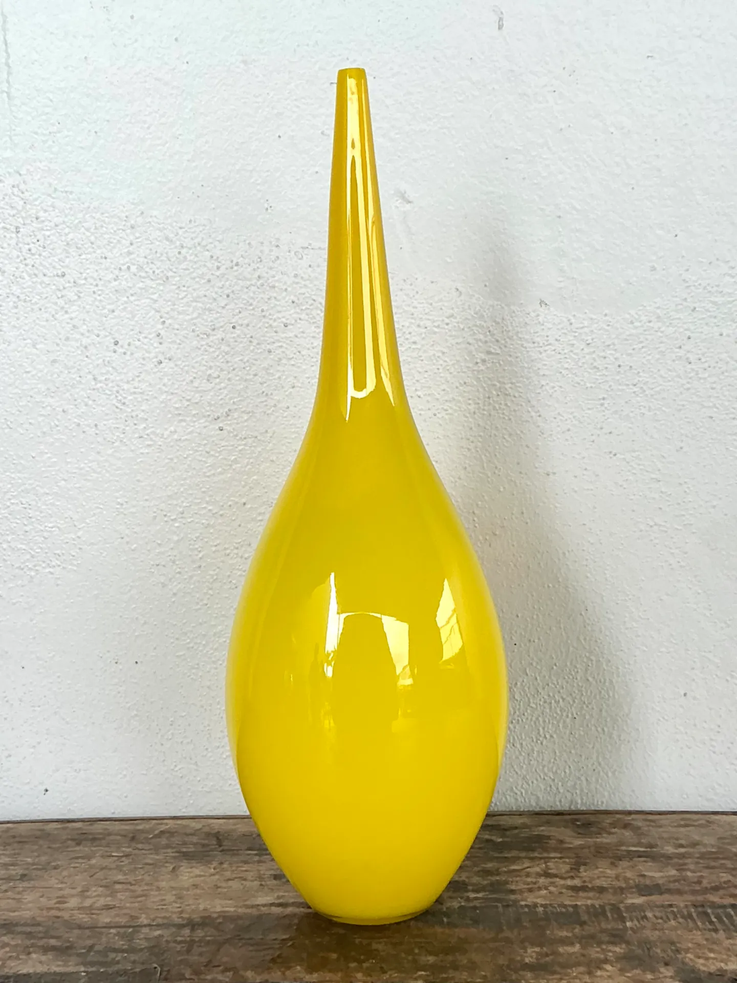 Vintage Yellow Glass Teardrop Vase — additional photo 6