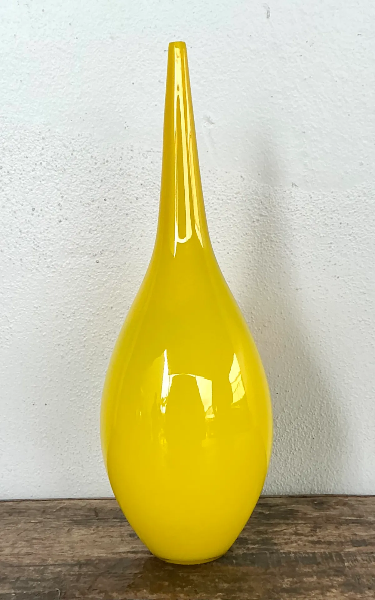 Vintage Yellow Glass Teardrop Vase — additional photo 6