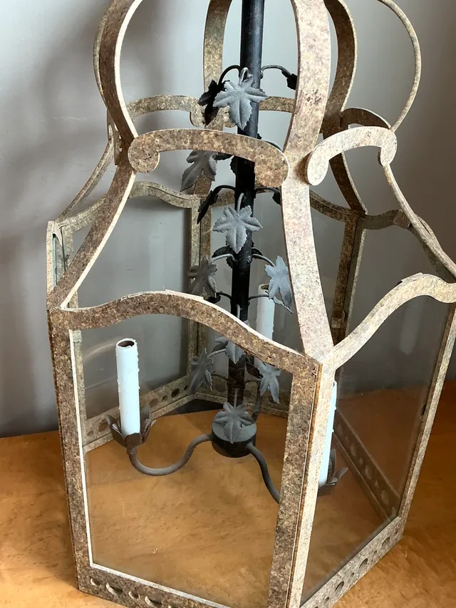 Vintage Iron and Glass Ivy Lantern — additional photo 5