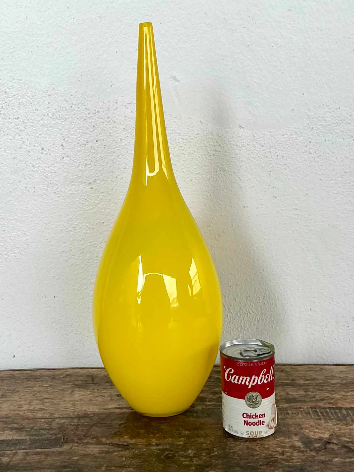 Vintage Yellow Glass Teardrop Vase — additional photo 3