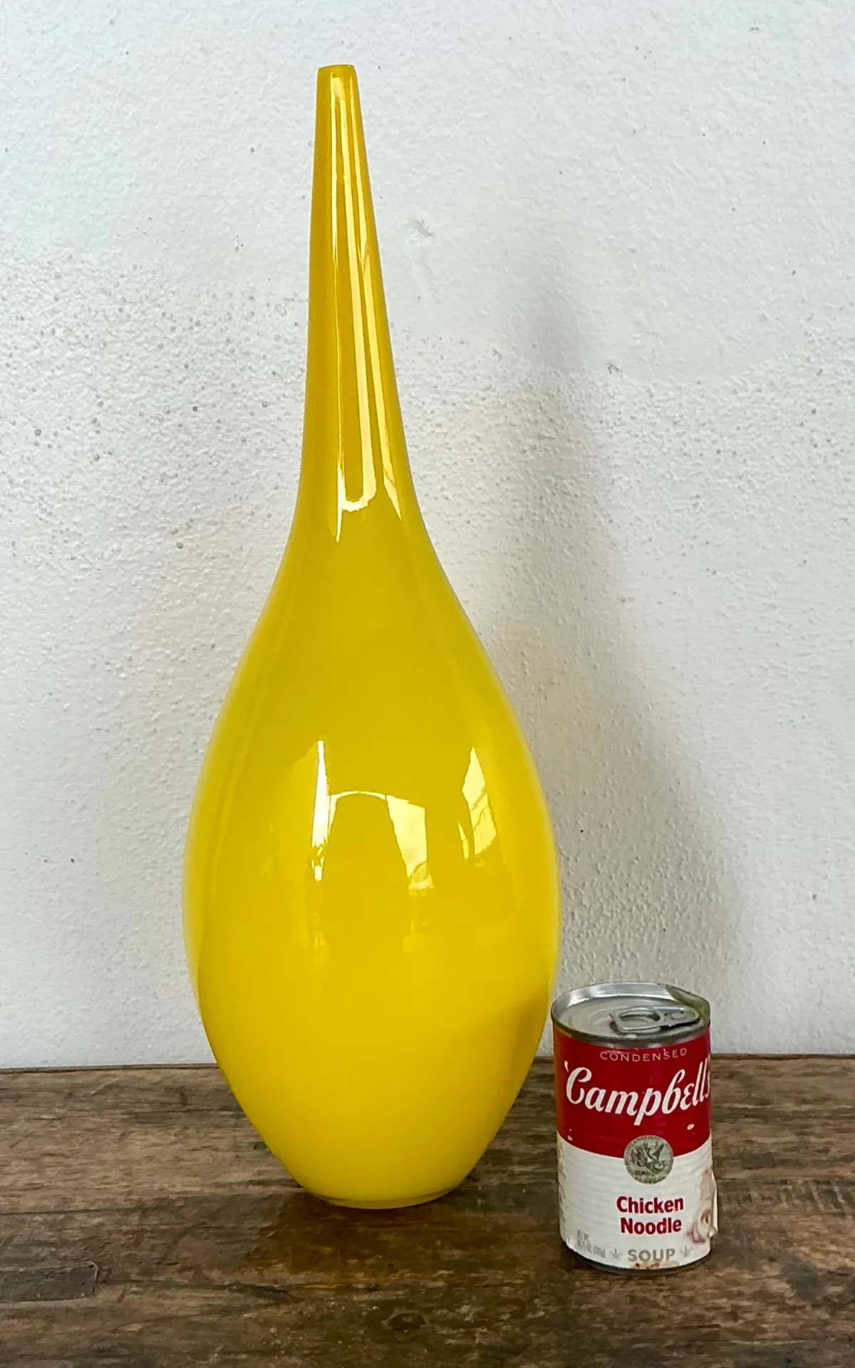 Vintage Yellow Glass Teardrop Vase — additional photo 3