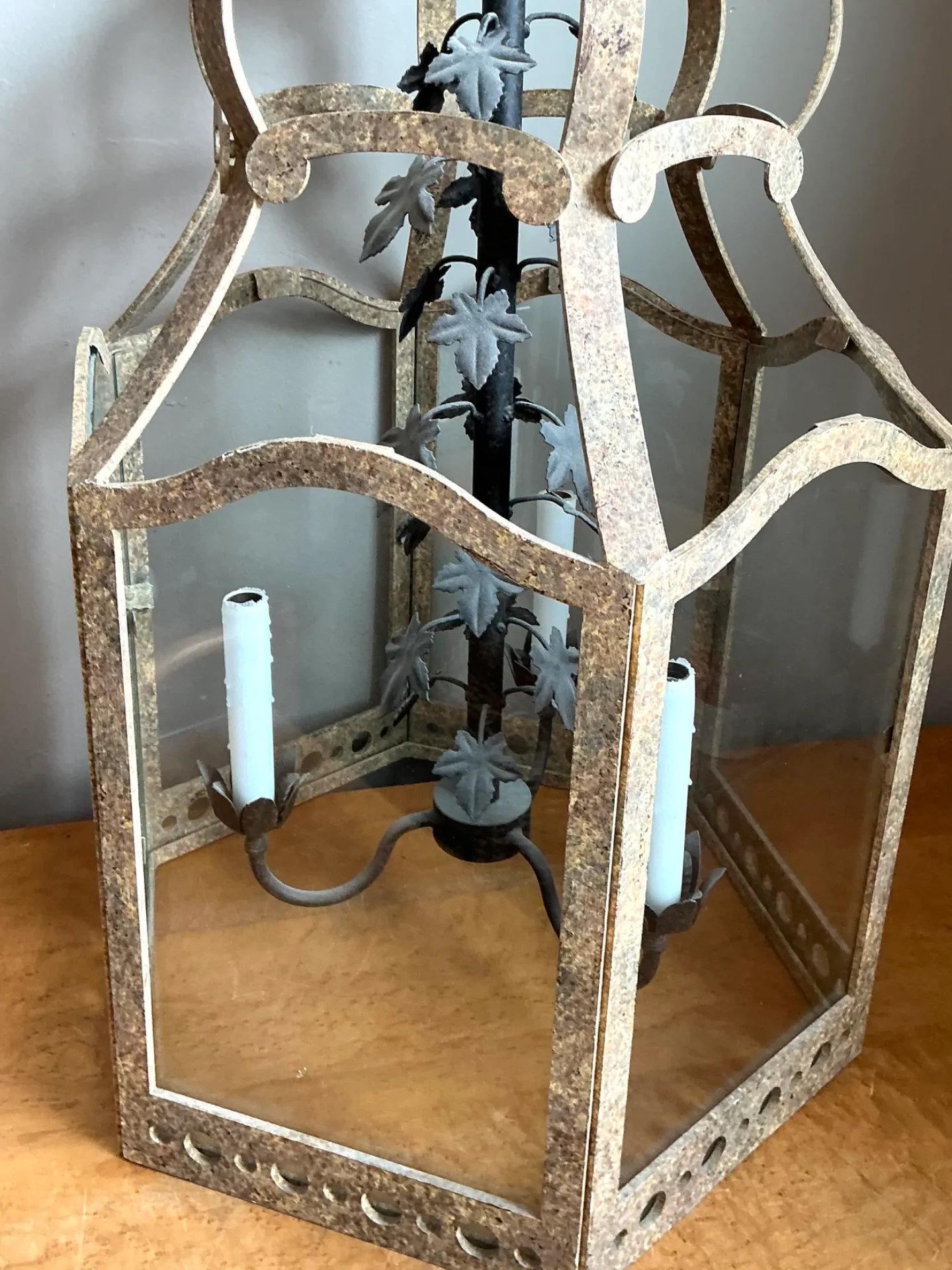 Vintage Iron and Glass Ivy Lantern — additional photo 6