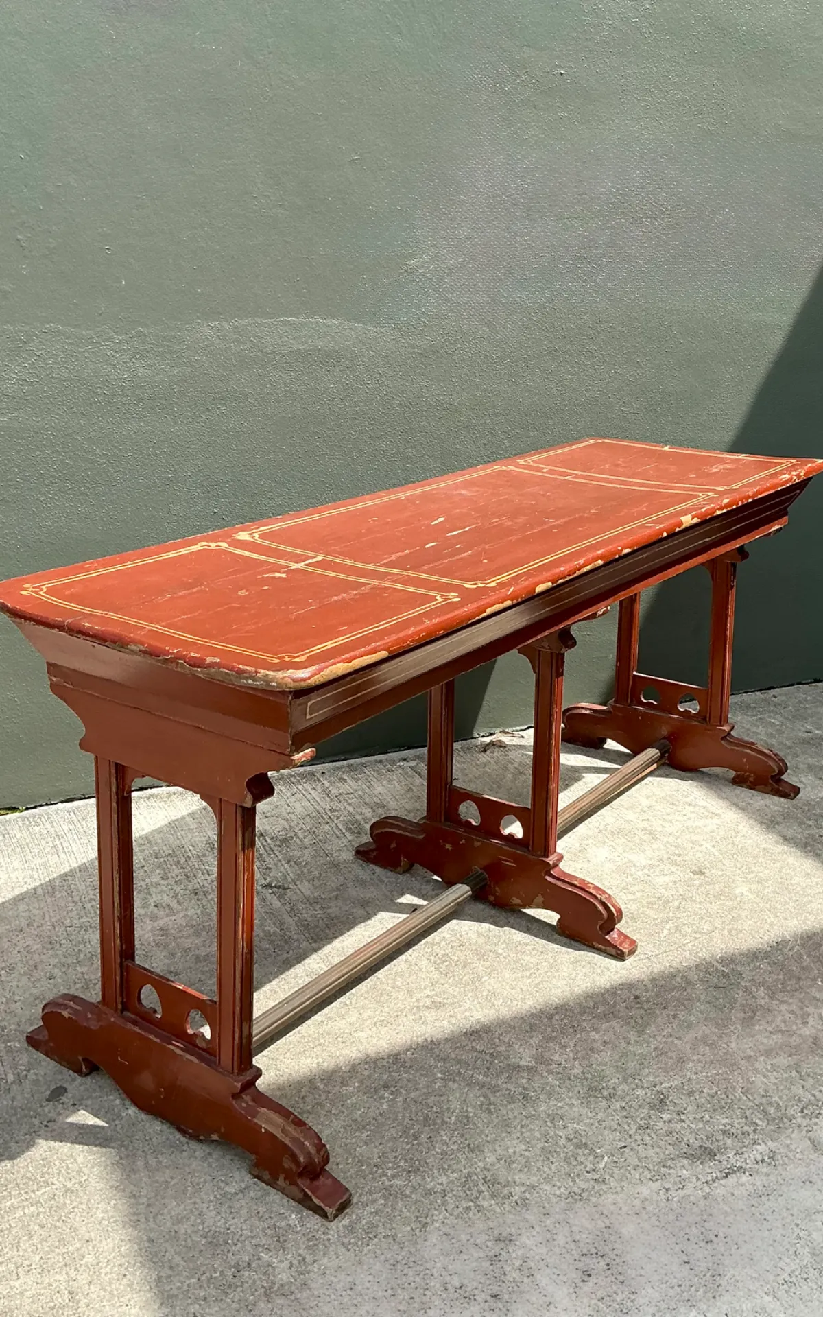 Vintage Rustic Red Wood Console Table — additional photo 7