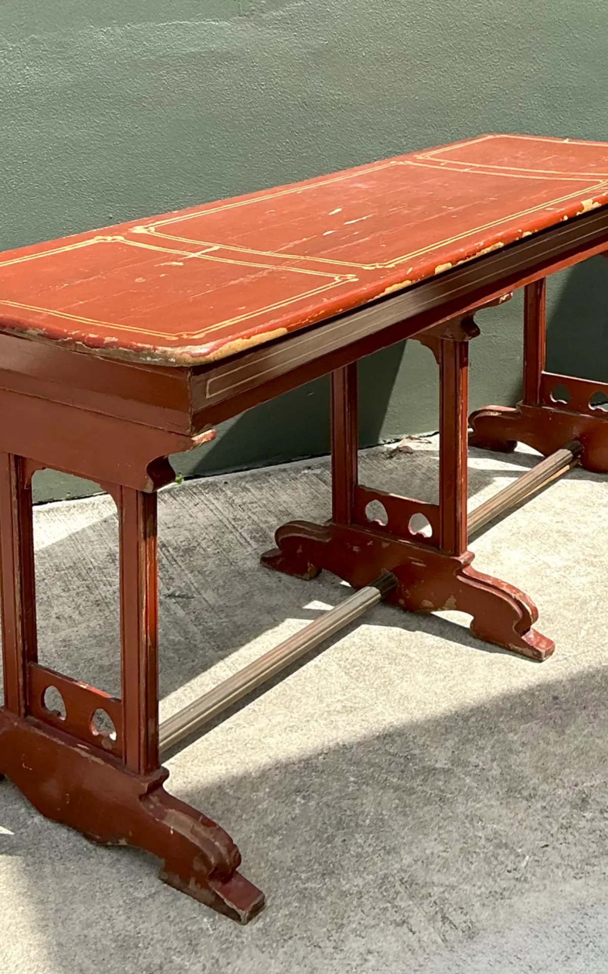 Vintage Rustic Red Wood Console Table — additional photo 5