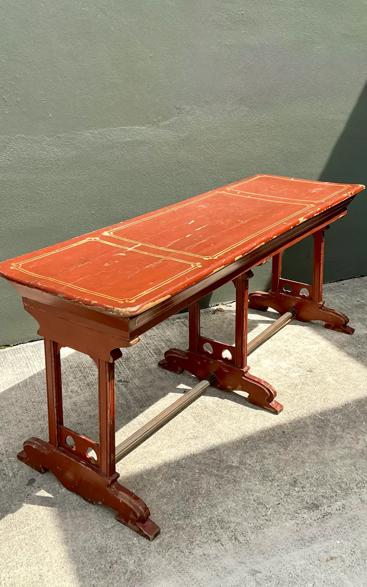 Vintage Rustic Red Wood Console Table