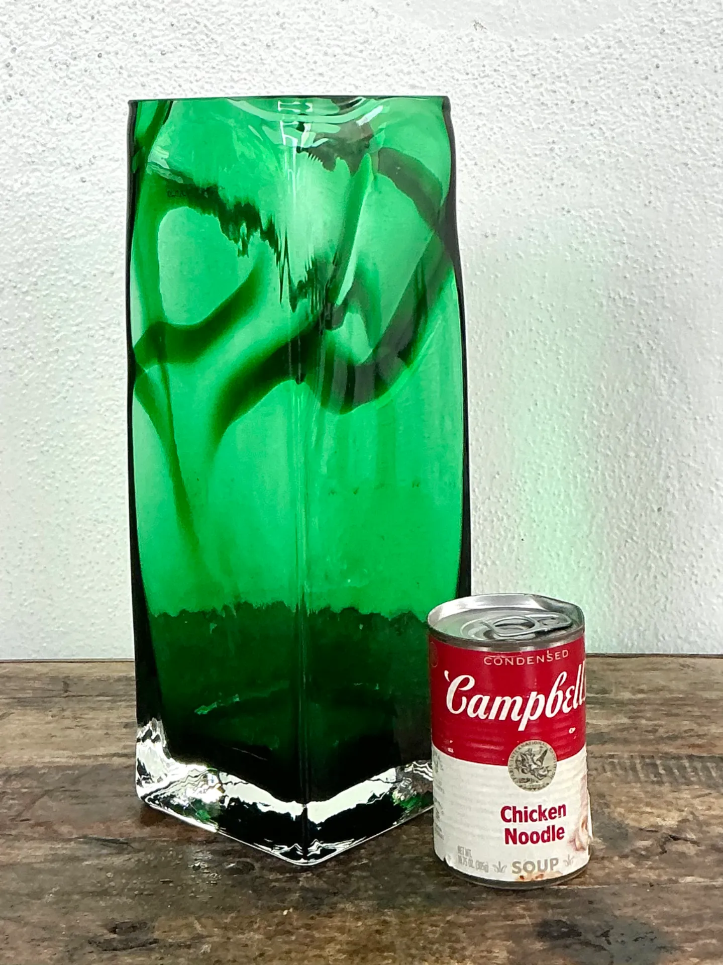 Vintage Polish Emerald Glass Tall Vase — additional photo 3
