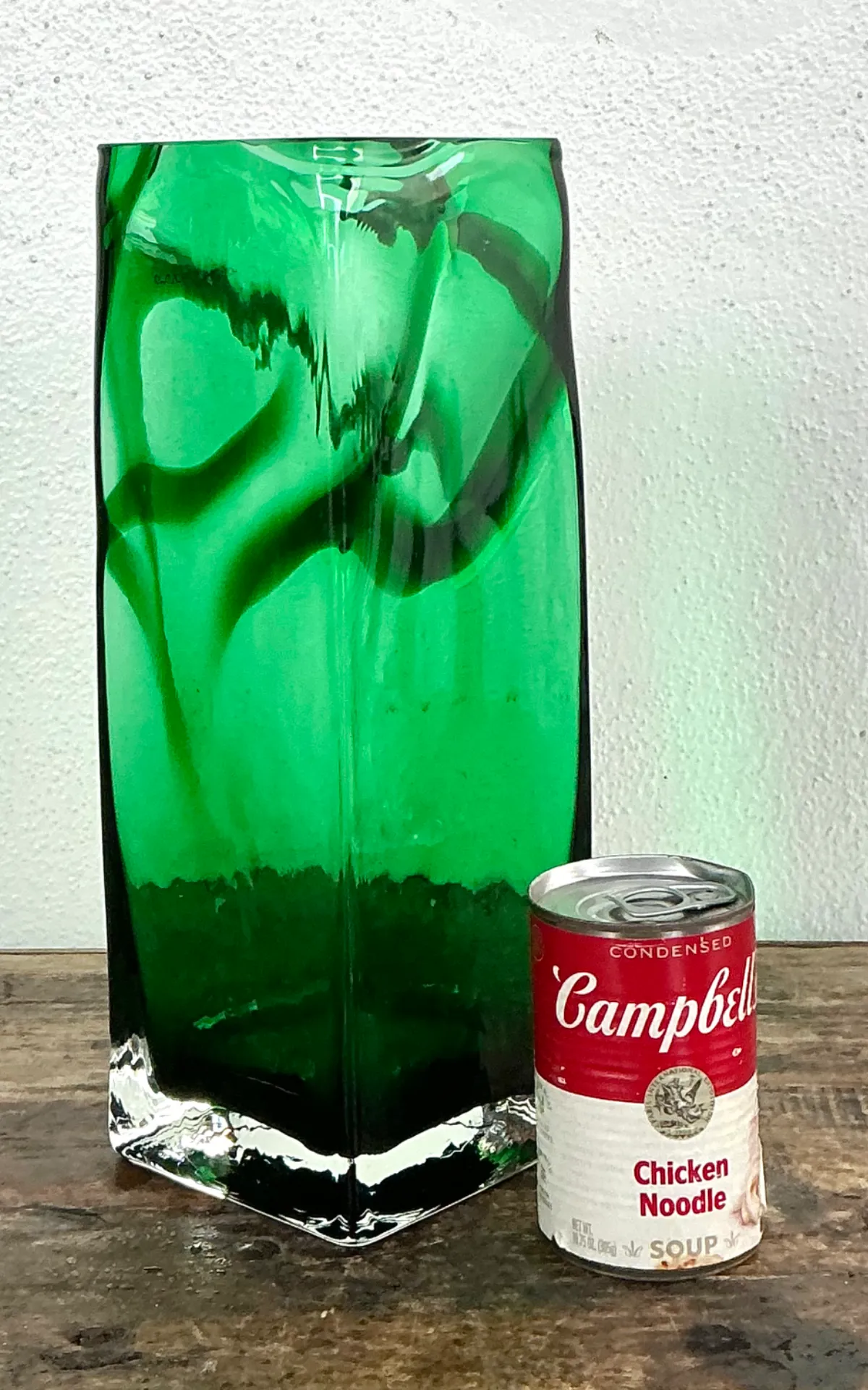 Vintage Polish Emerald Glass Tall Vase — additional photo 3