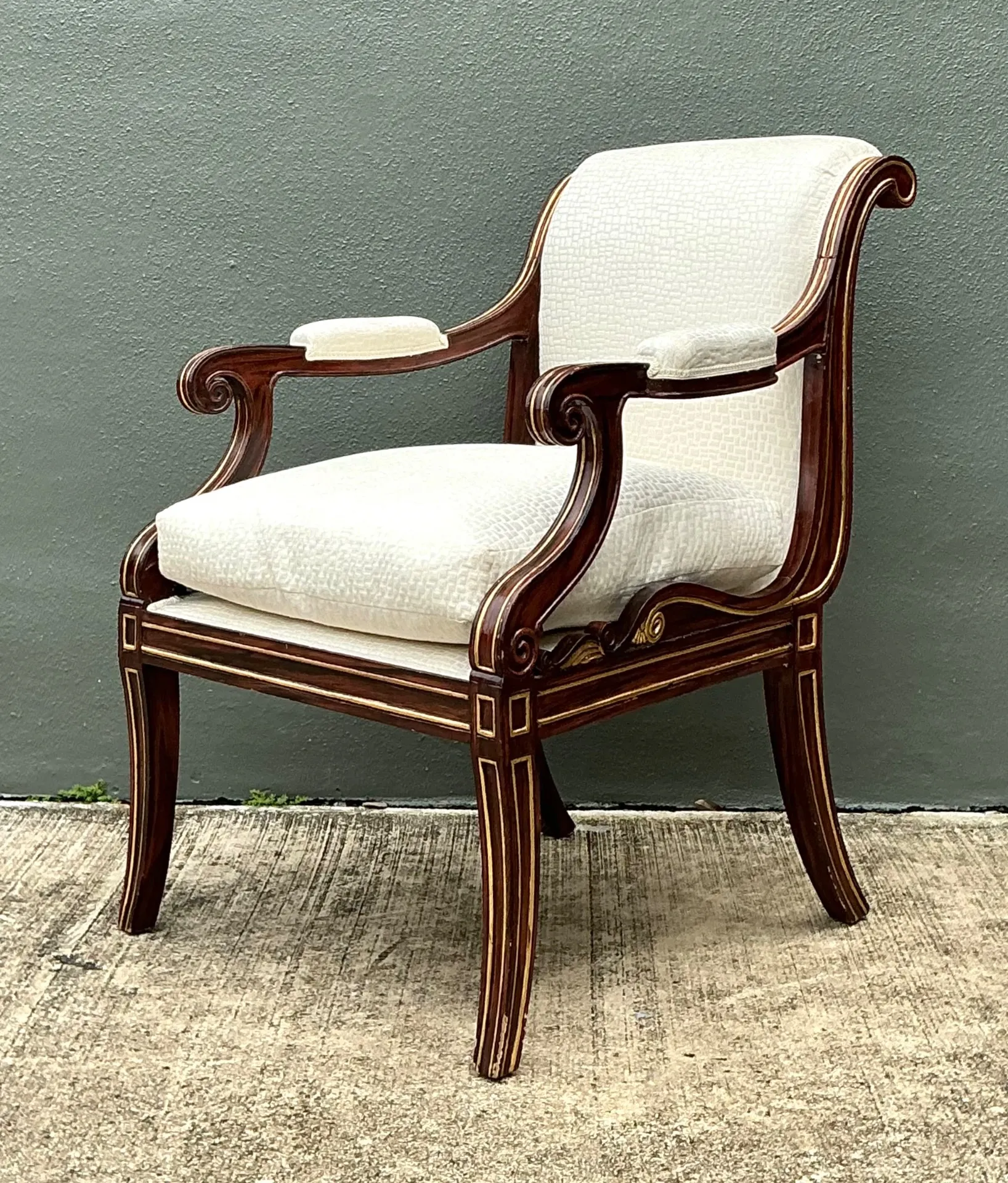 Vintage Gilt Trim Neoclassical Armchair — additional photo 5