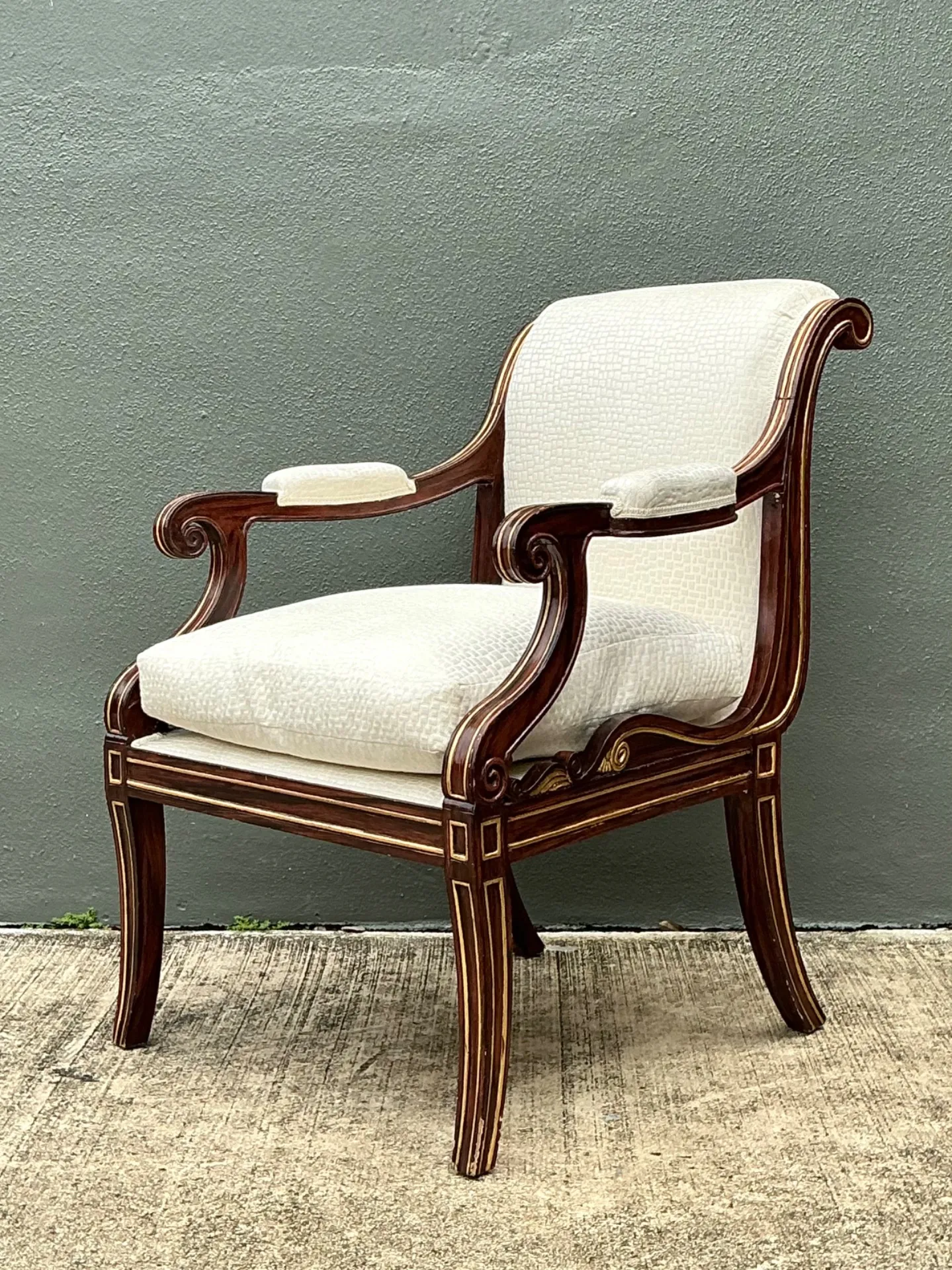 Vintage Gilt Trim Neoclassical Armchair — additional photo 4