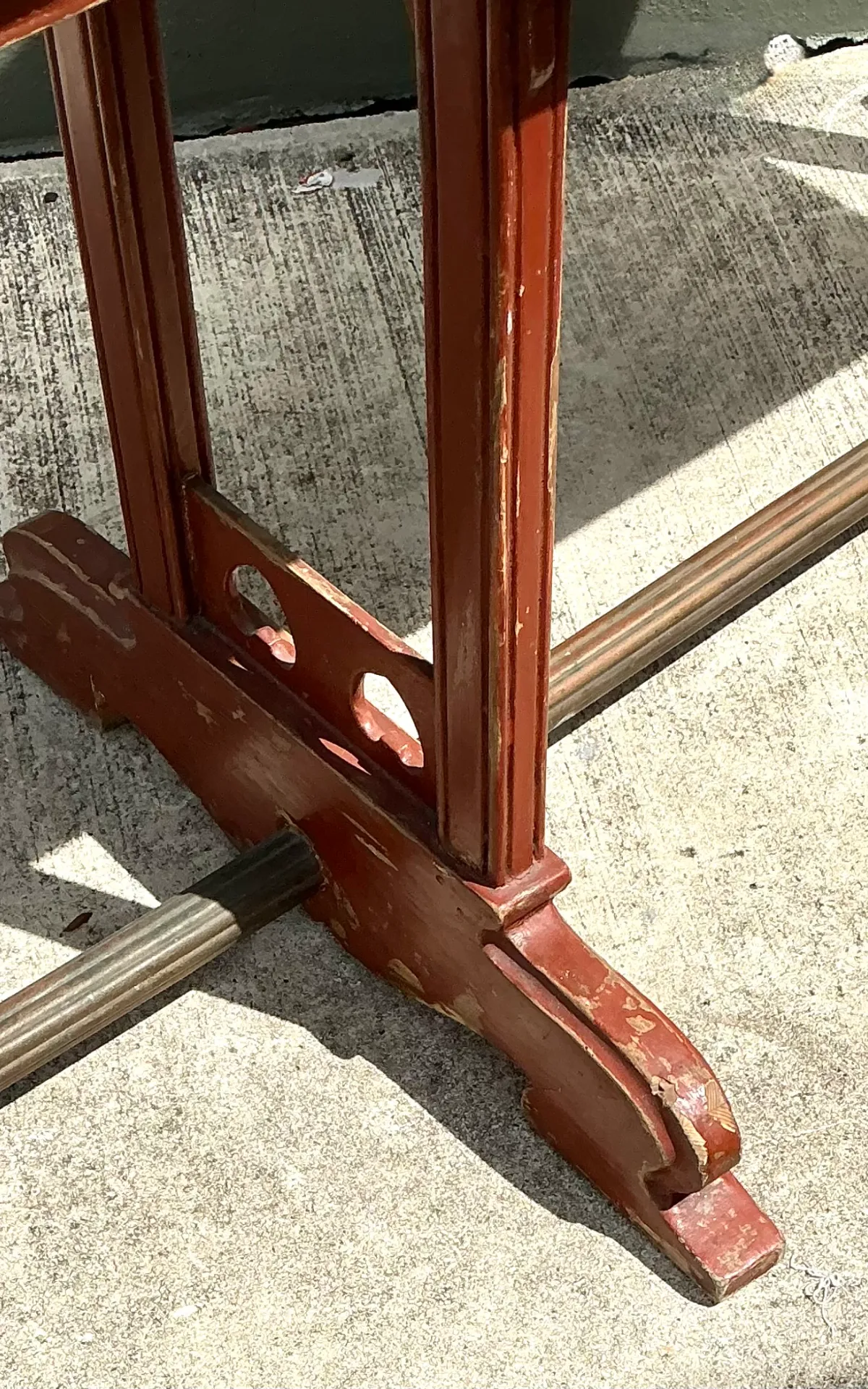 Vintage Rustic Red Wood Console Table — additional photo 3