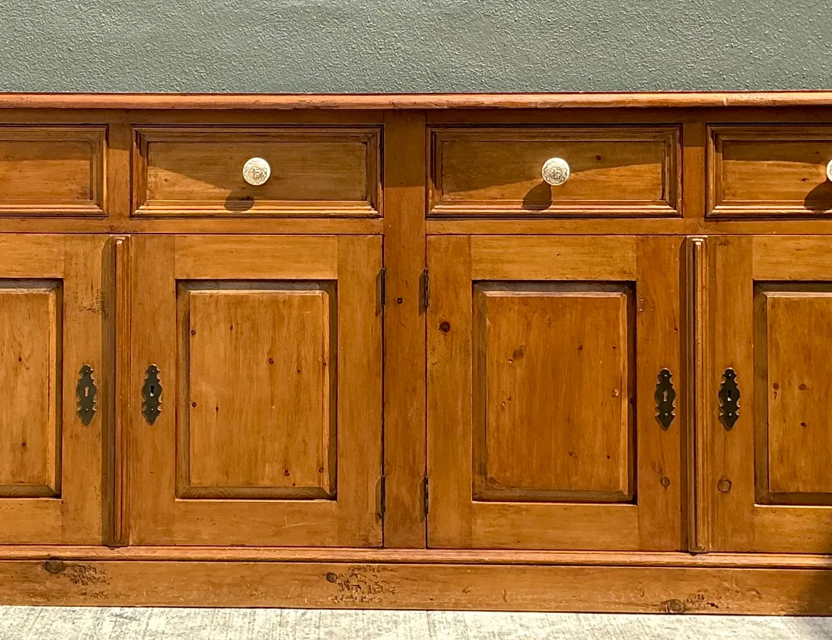 Vintage Carved Knotty Pine Credenza — additional photo 8