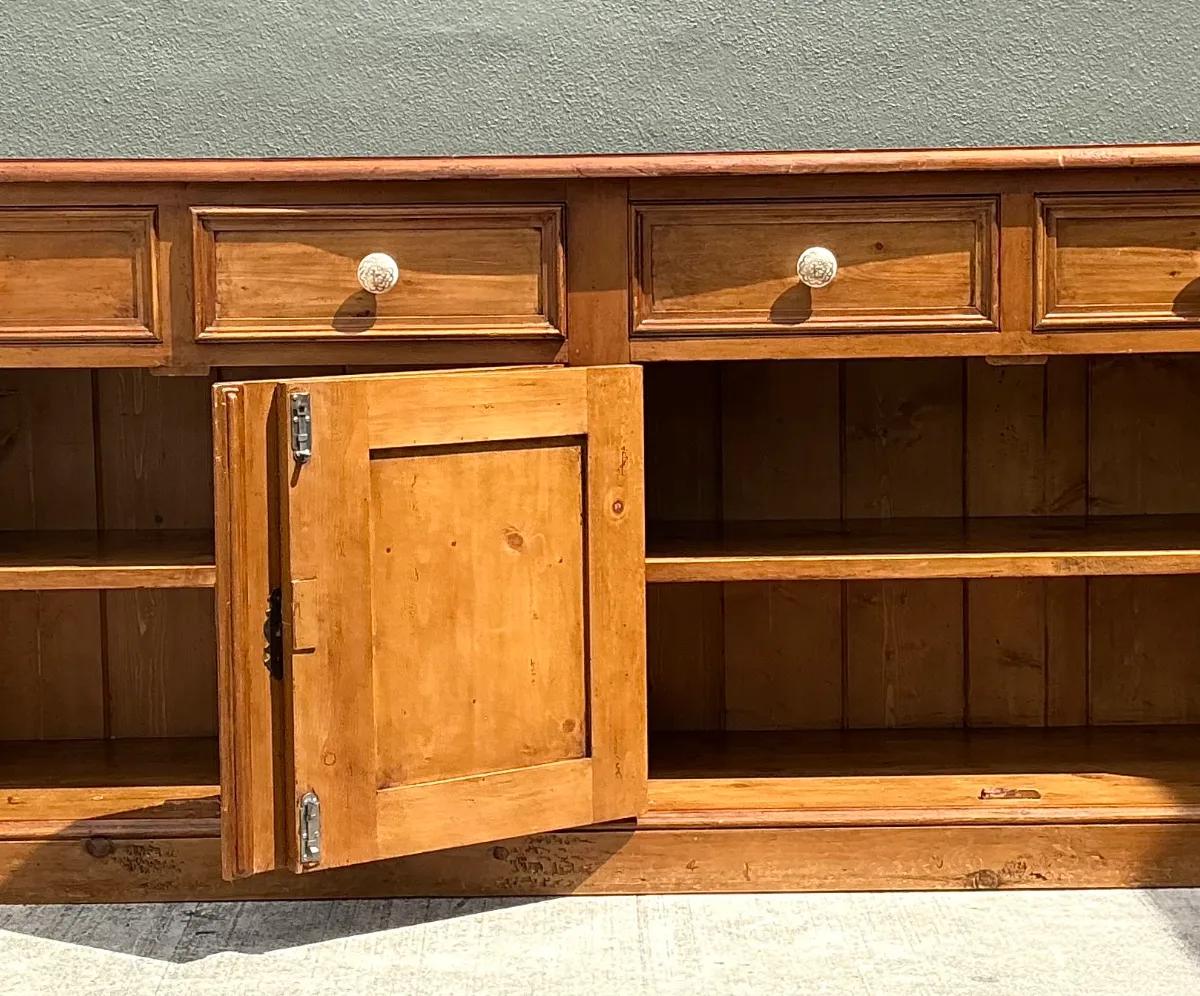 Vintage Carved Knotty Pine Credenza — additional photo 7