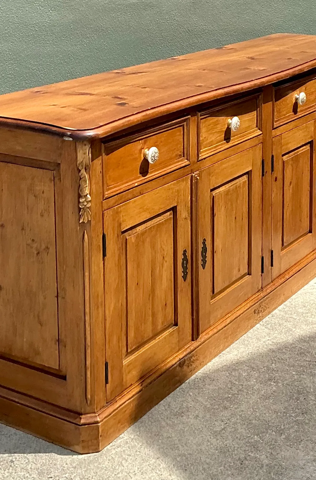 Vintage Carved Knotty Pine Credenza — additional photo 4