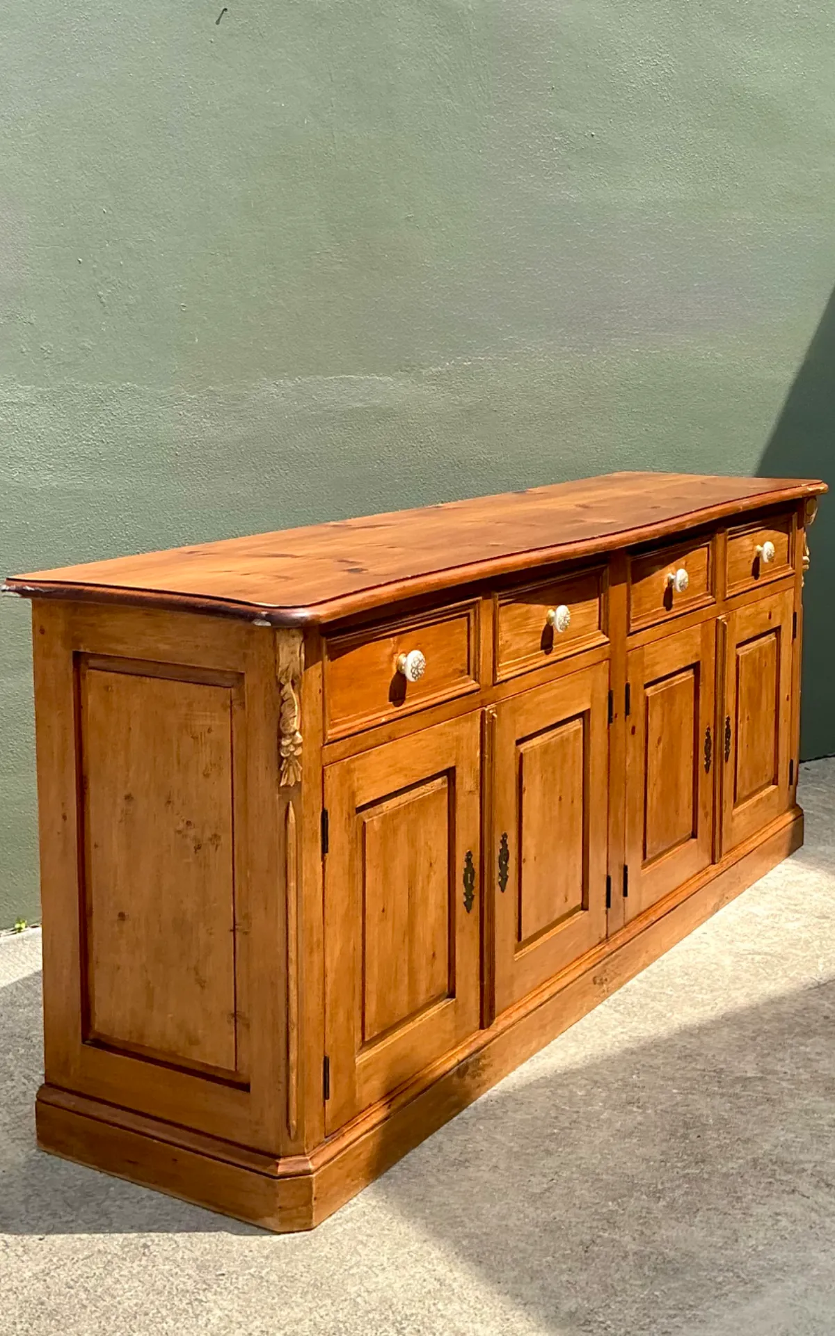 Vintage Carved Knotty Pine Credenza — additional photo 3