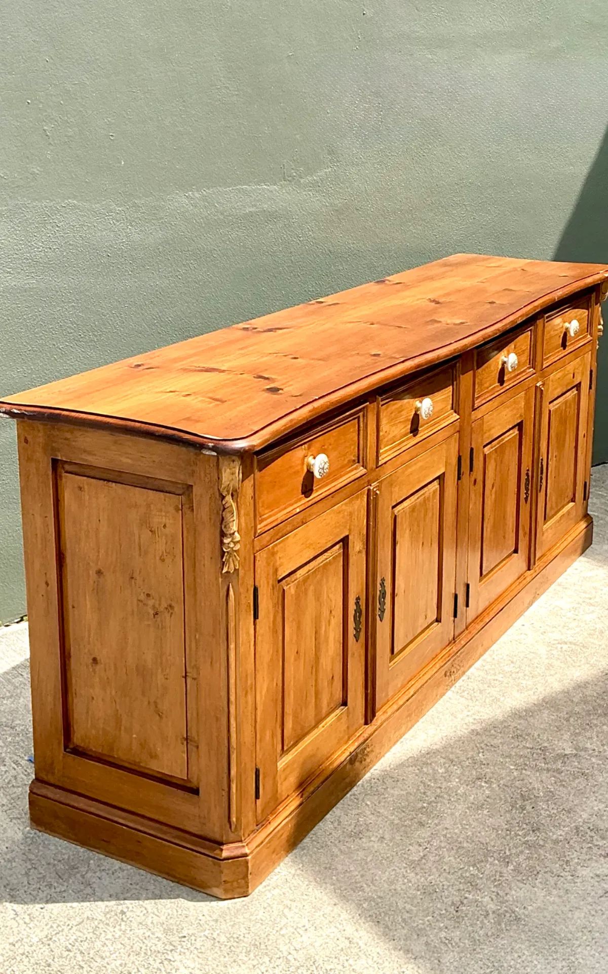 Vintage Carved Knotty Pine Credenza — additional photo 2