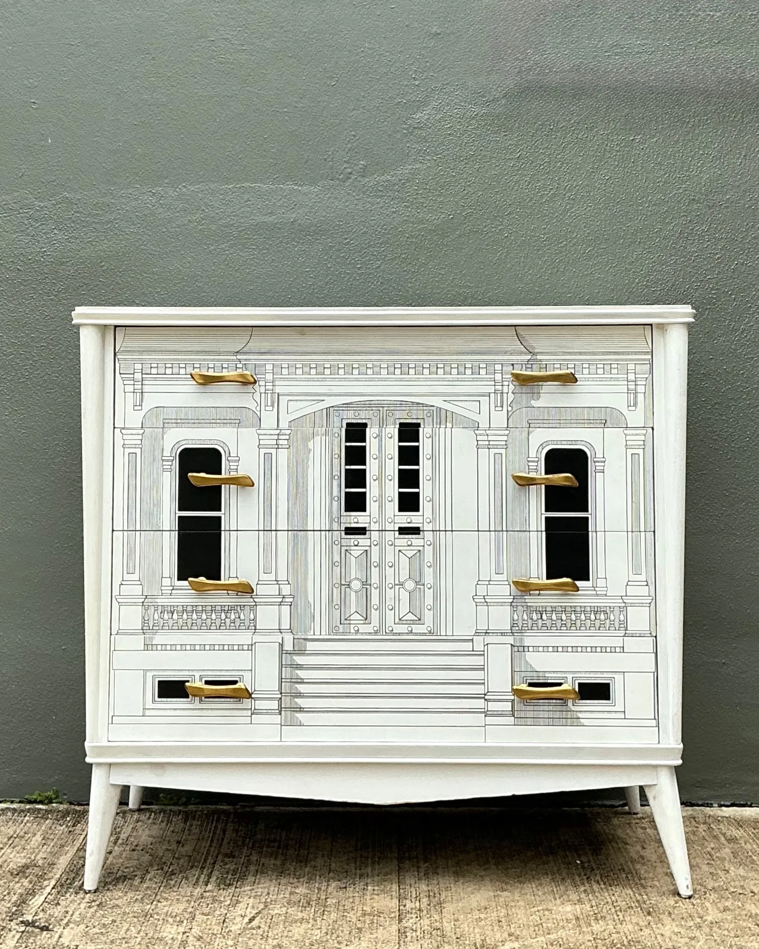 Vintage Grand Tour Hand Painted Chest Of Drawers After Fornasetti — additional photo 4