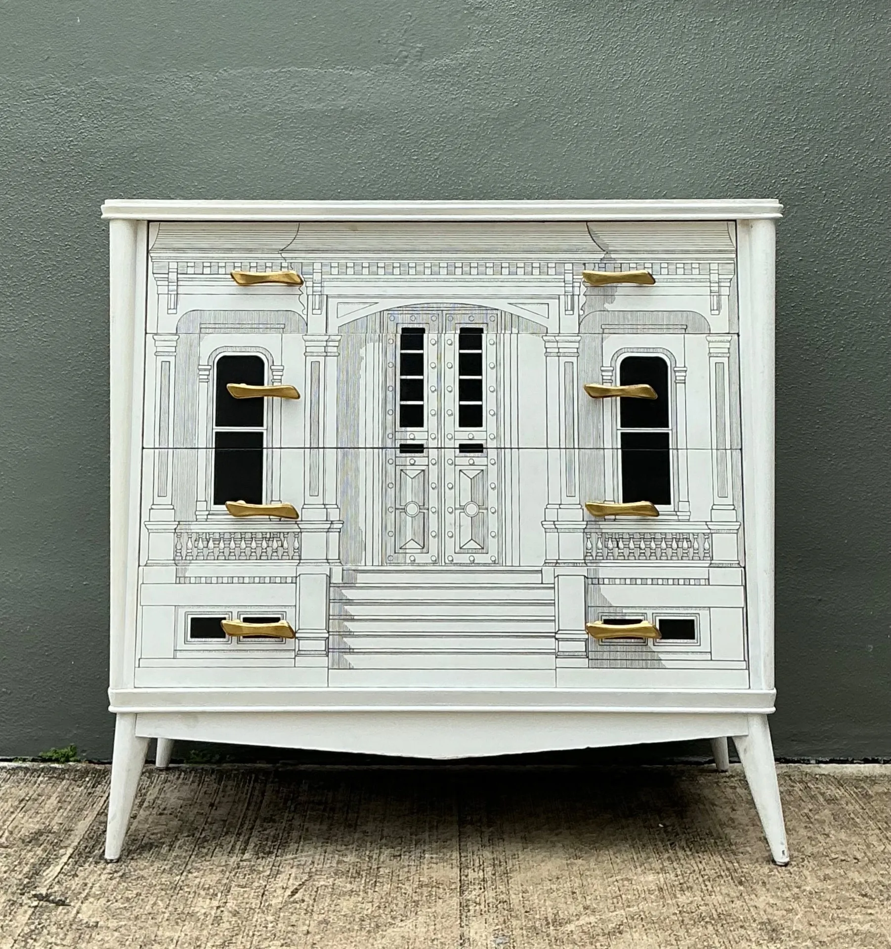 Vintage Grand Tour Hand Painted Chest Of Drawers After Fornasetti — additional photo 8