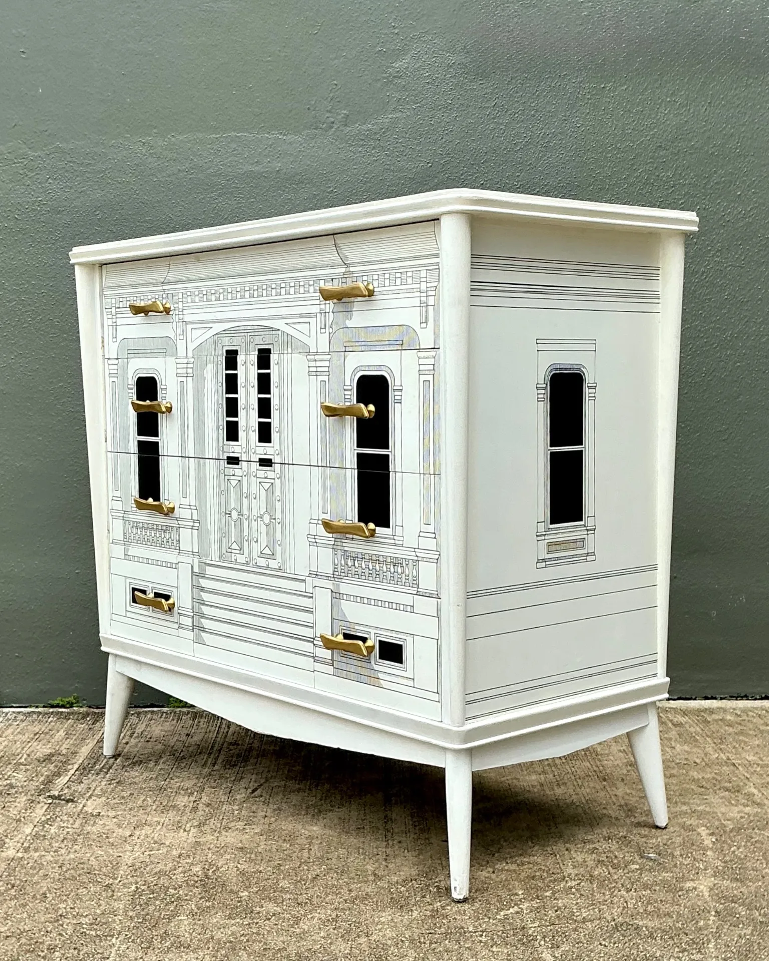 Vintage Grand Tour Hand Painted Chest Of Drawers After Fornasetti — additional photo 6