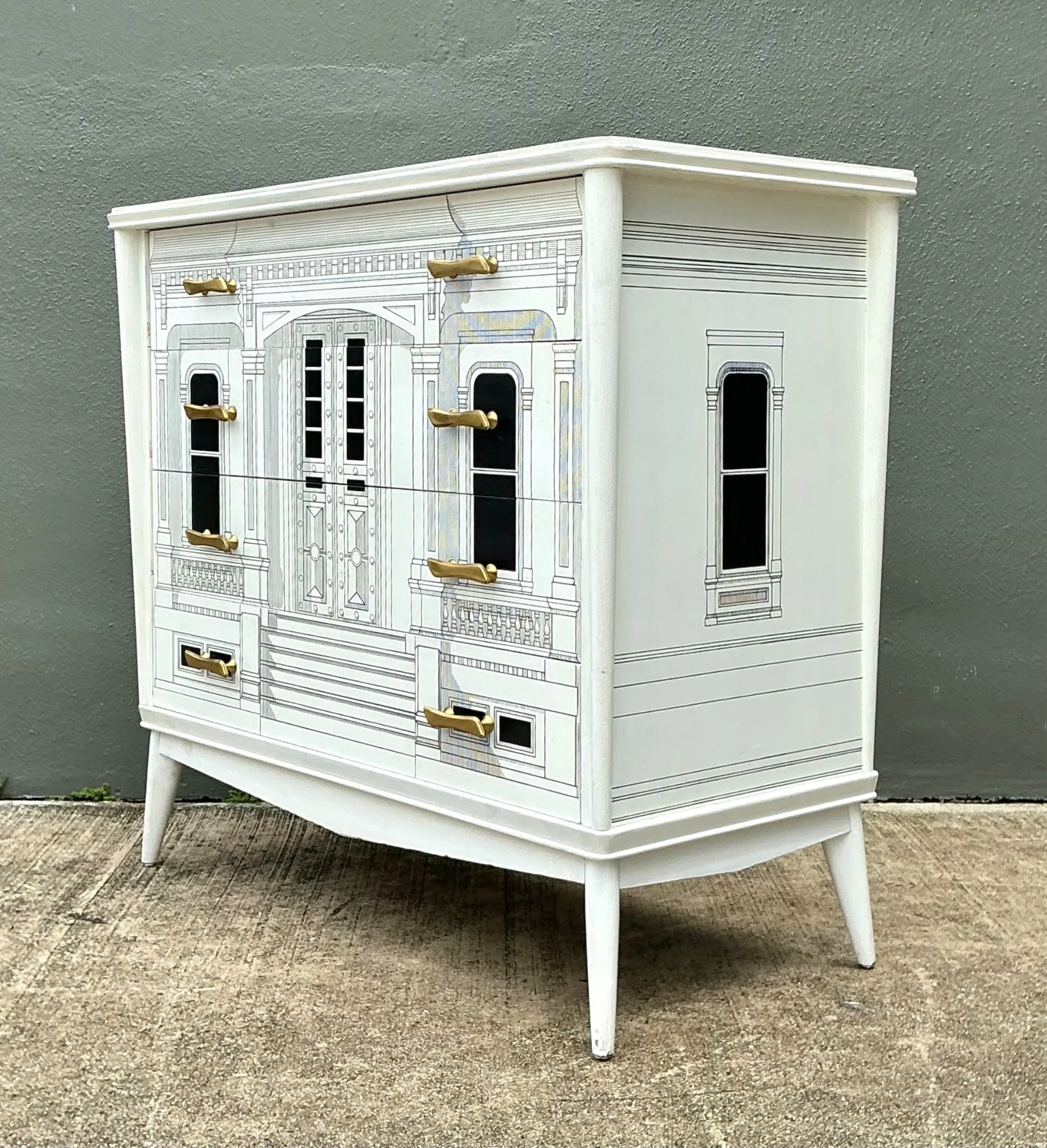 Vintage Grand Tour Hand Painted Chest Of Drawers After Fornasetti — additional photo 3