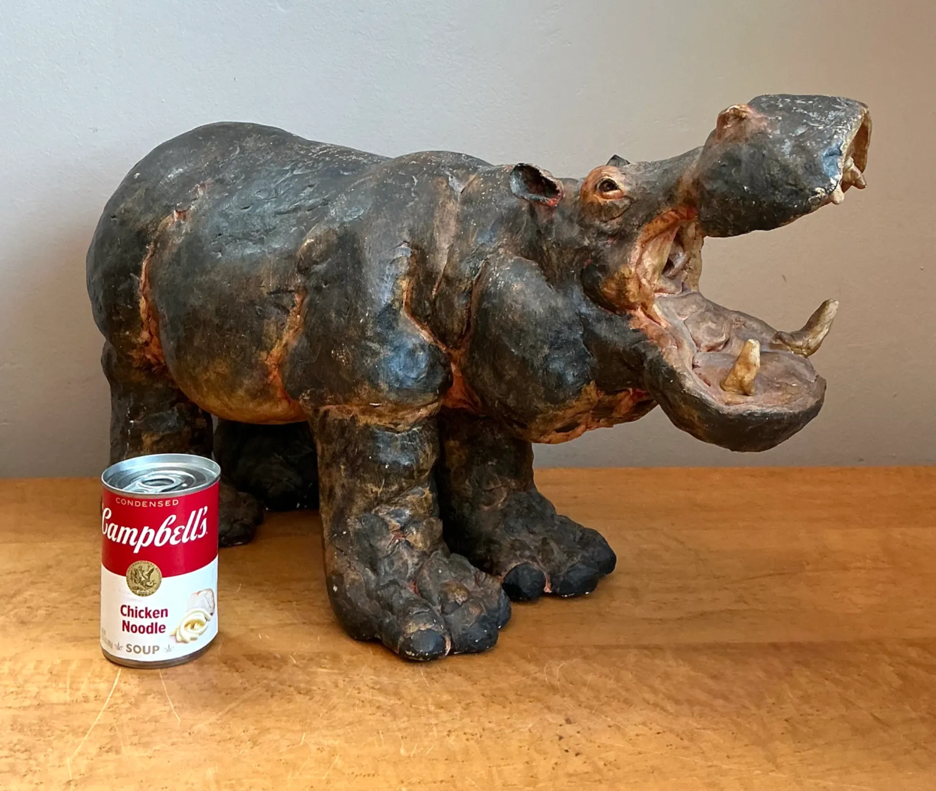 Vintage Boho Slab Built Ceramic Hippo — additional photo 6