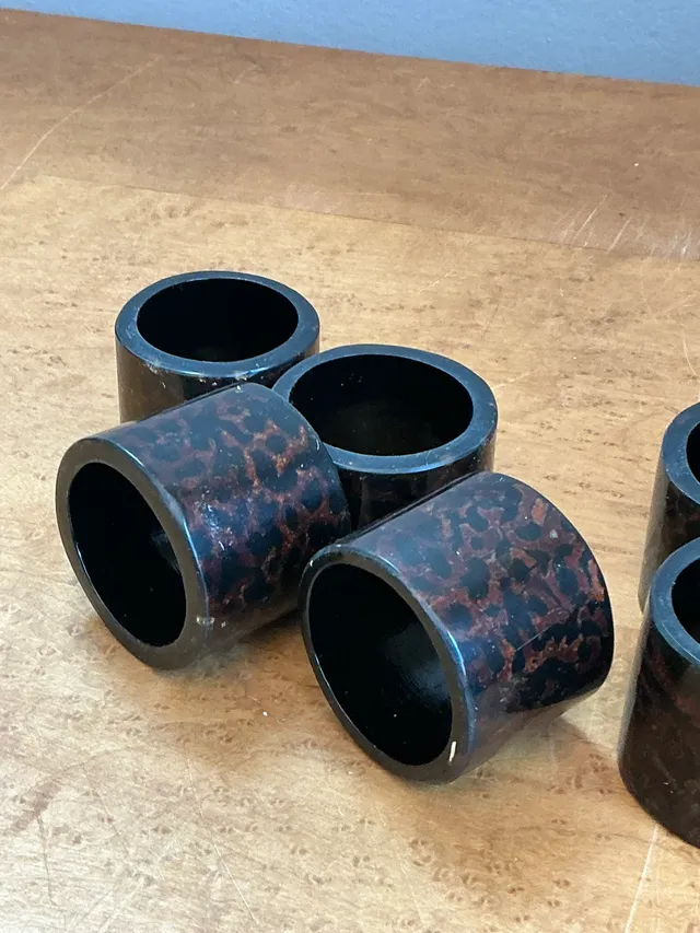Vintage Tortoiseshell Style Napkin Rings - Set of 8 — additional photo 8