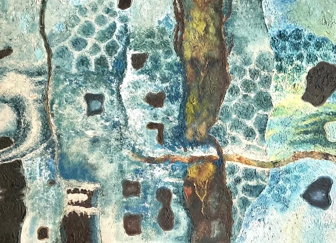 Vintage Framed Abstract Art on Board — additional photo 6