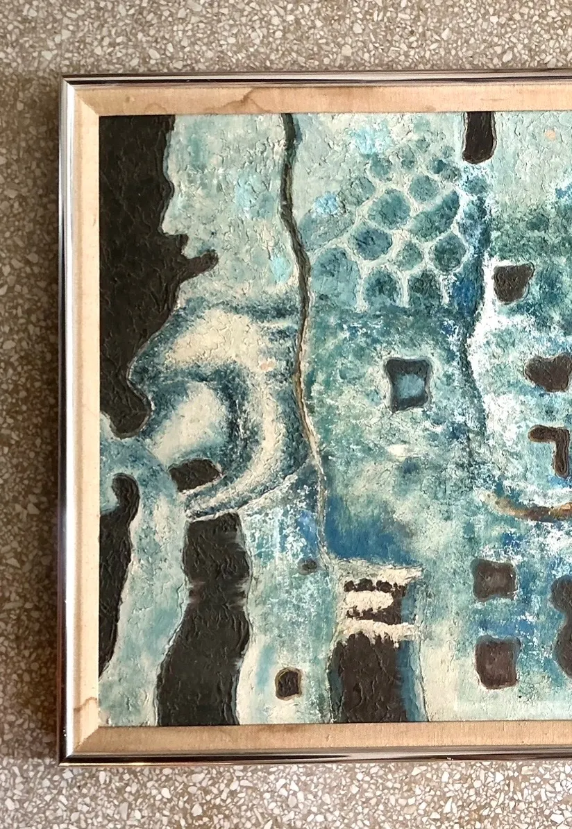 Vintage Framed Abstract Art on Board — additional photo 7