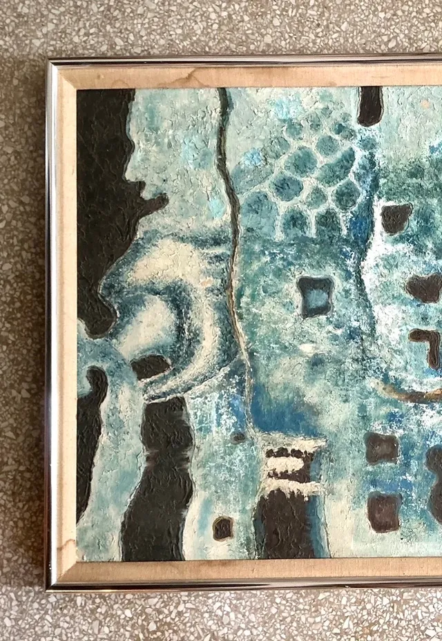 Vintage Framed Abstract Art on Board — additional photo 7