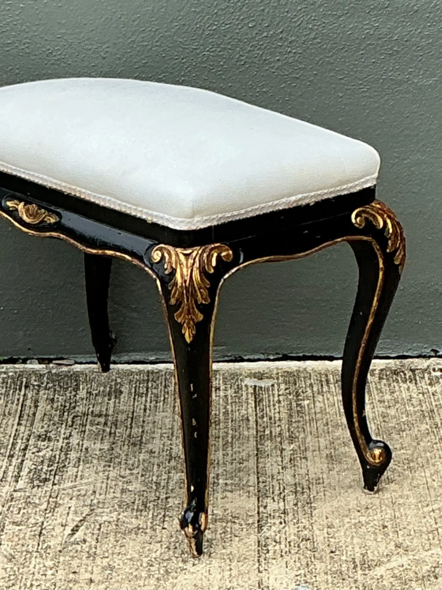 Vintage Black and Gold Gilt Stool — additional photo 1