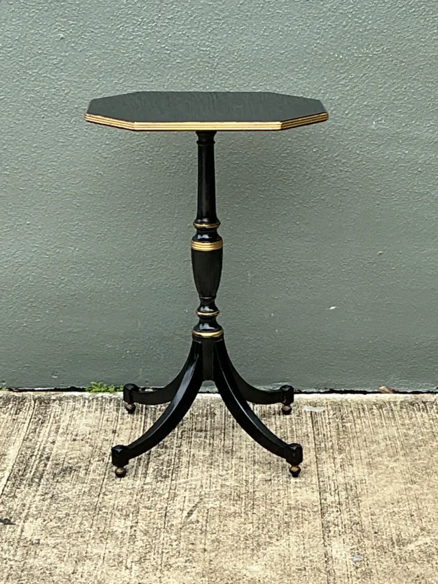 Vintage Ebonized Tripod Side Table — additional photo 3