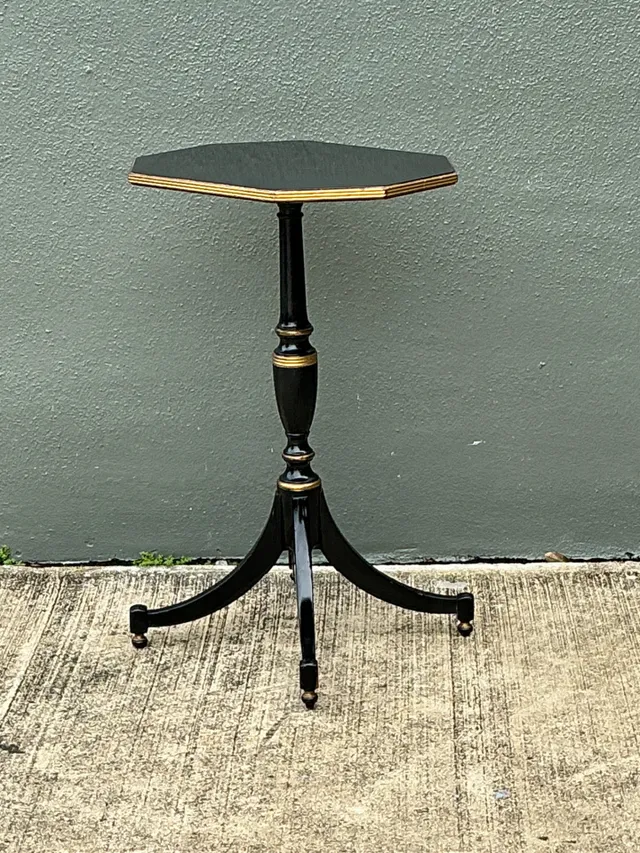 Vintage Ebonized Tripod Side Table — additional photo 2