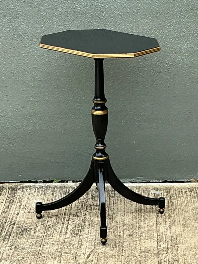 Vintage Ebonized Tripod Side Table — additional photo 7