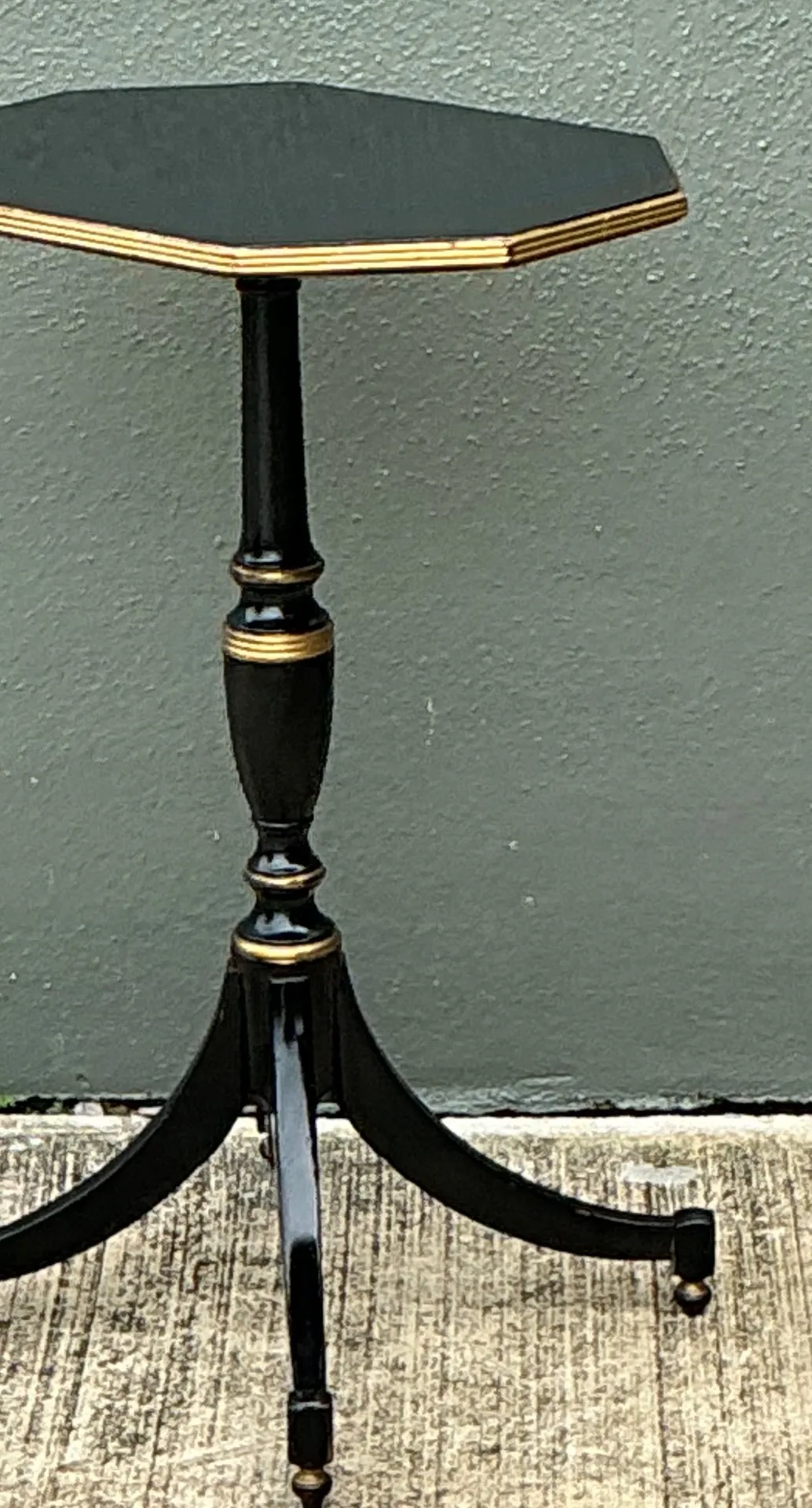 Vintage Ebonized Tripod Side Table — additional photo 1