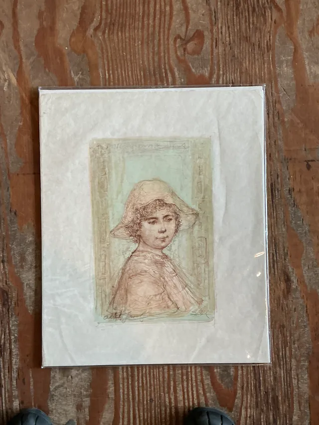 Vintage Hibble Portrait of Girl with Hat Lithograph — additional photo 6